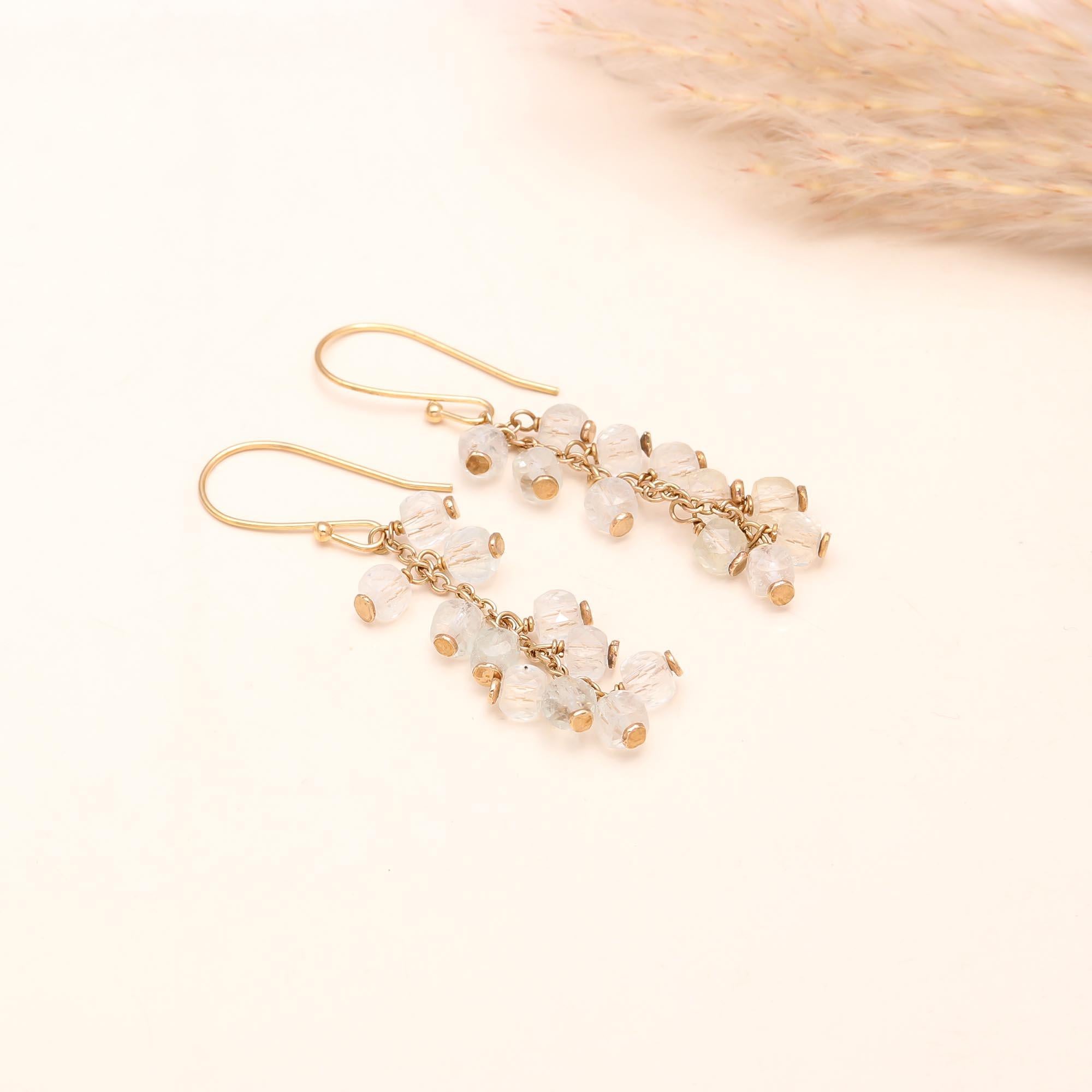 The Crystal Cascade: Linear Bead Drop Earrings