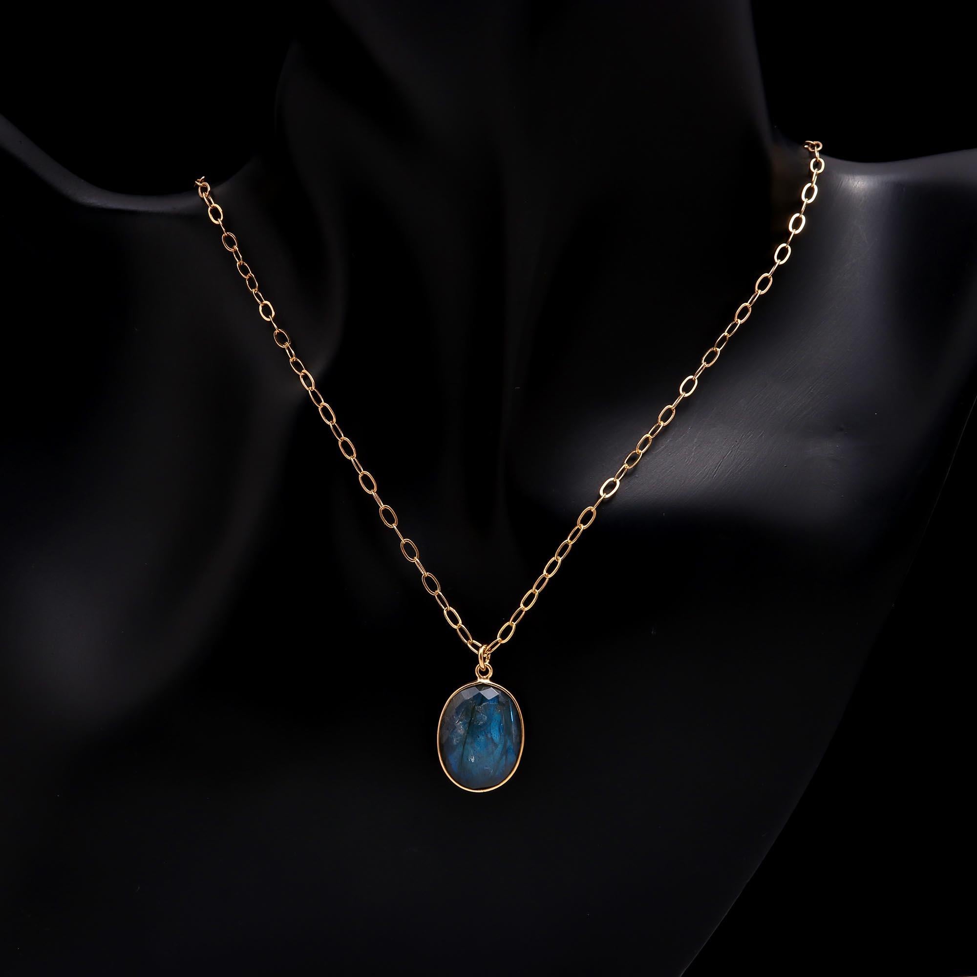 The Mystic Oval: Simple Labradorite Pendant