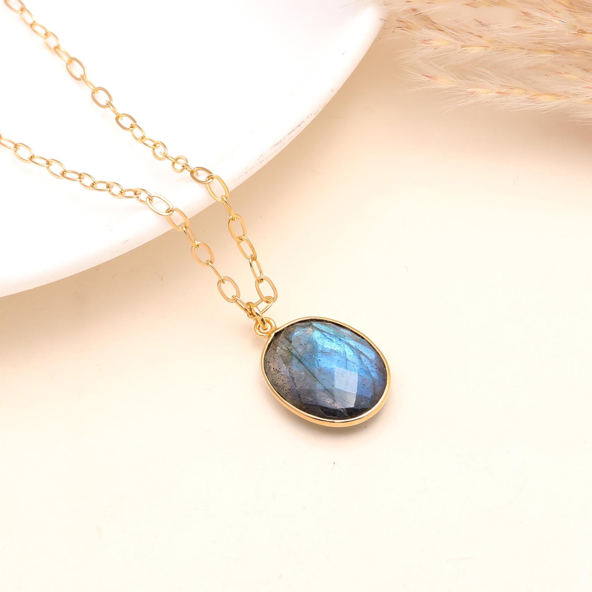 The Mystic Oval: Simple Labradorite Pendant
