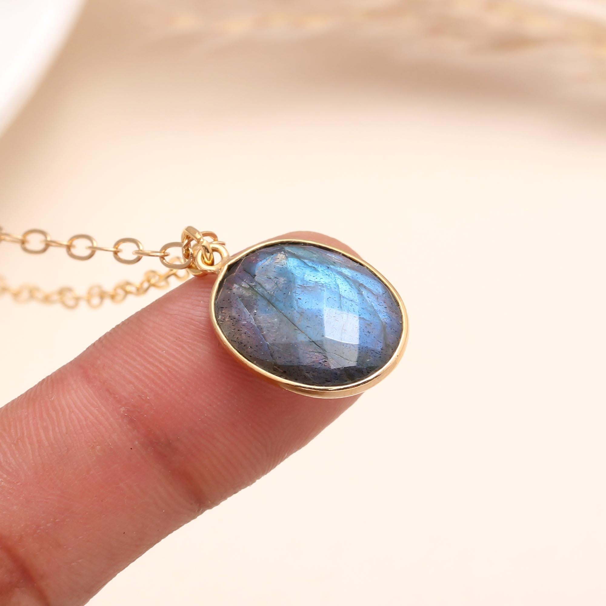 The Mystic Oval: Simple Labradorite Pendant