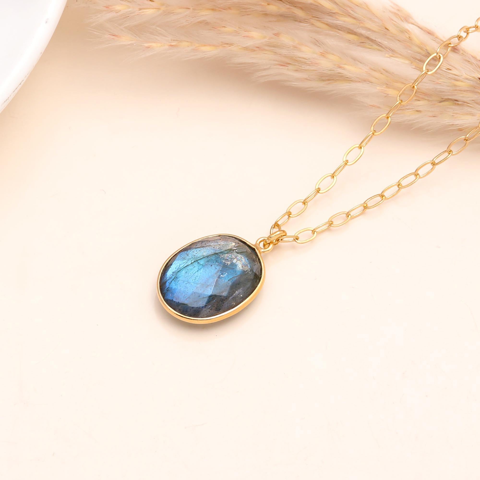 The Mystic Oval: Simple Labradorite Pendant