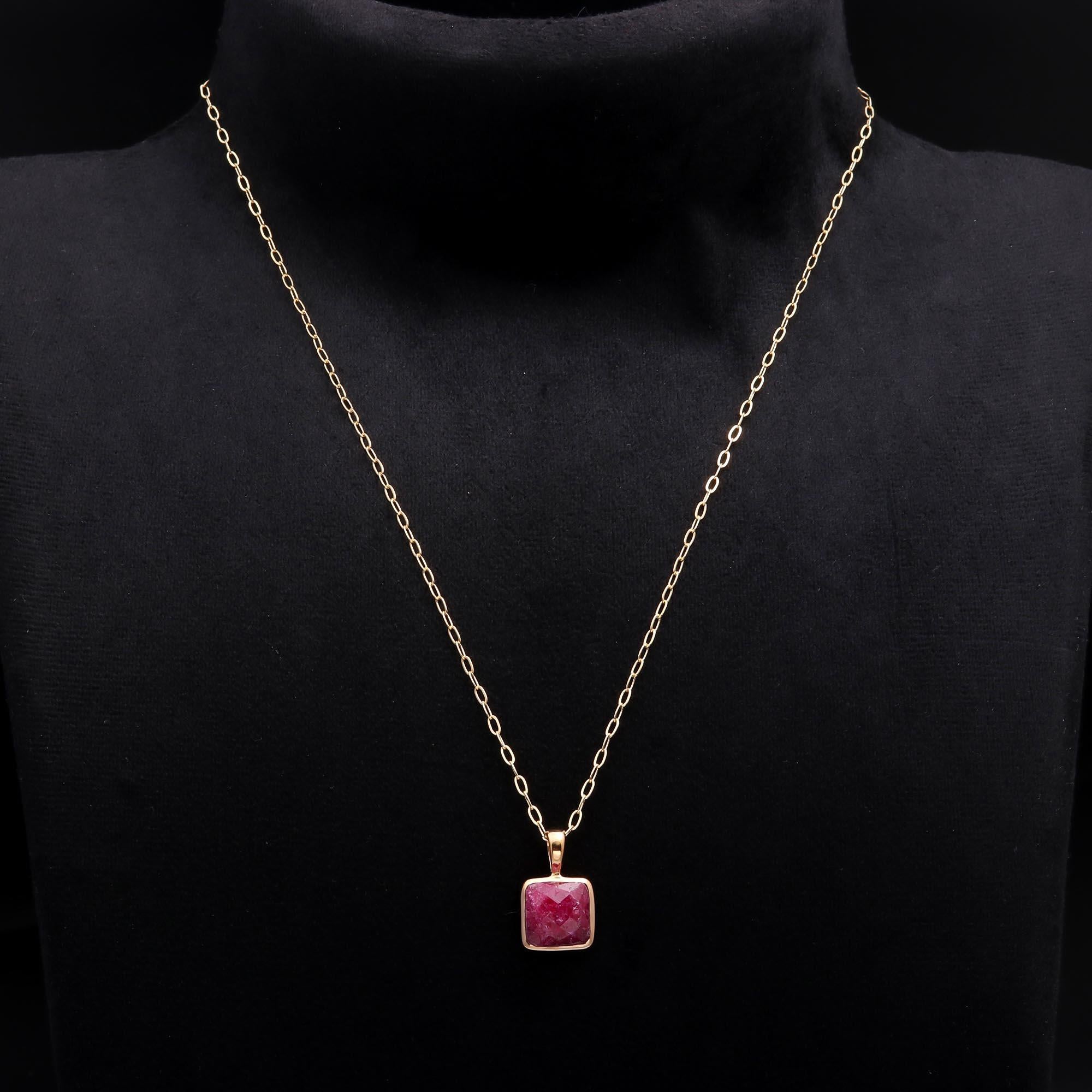 The Rosy Cushion: Pink Tourmaline Solitaire Necklace