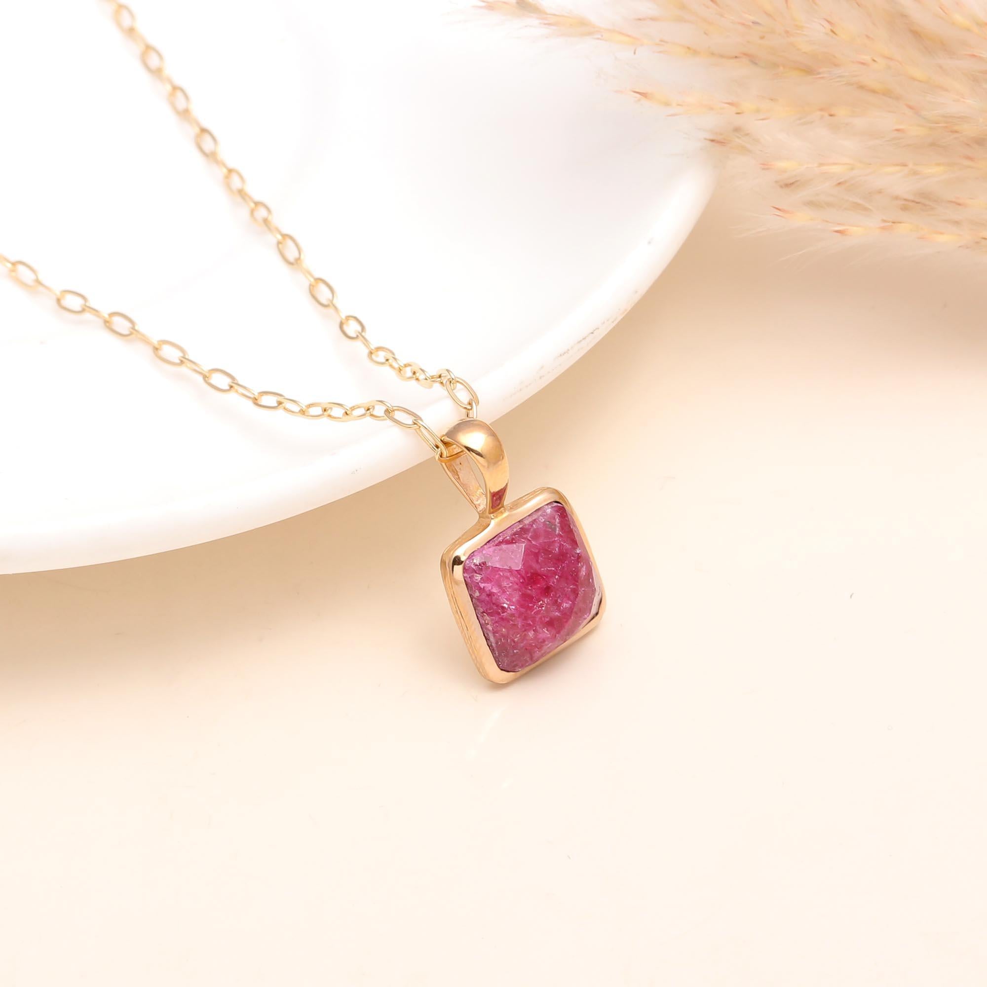 The Rosy Cushion: Pink Tourmaline Solitaire Necklace