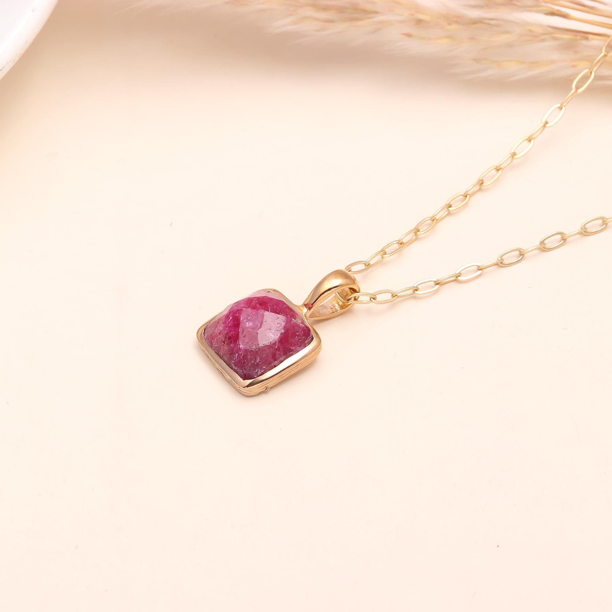 The Rosy Cushion: Pink Tourmaline Solitaire Necklace