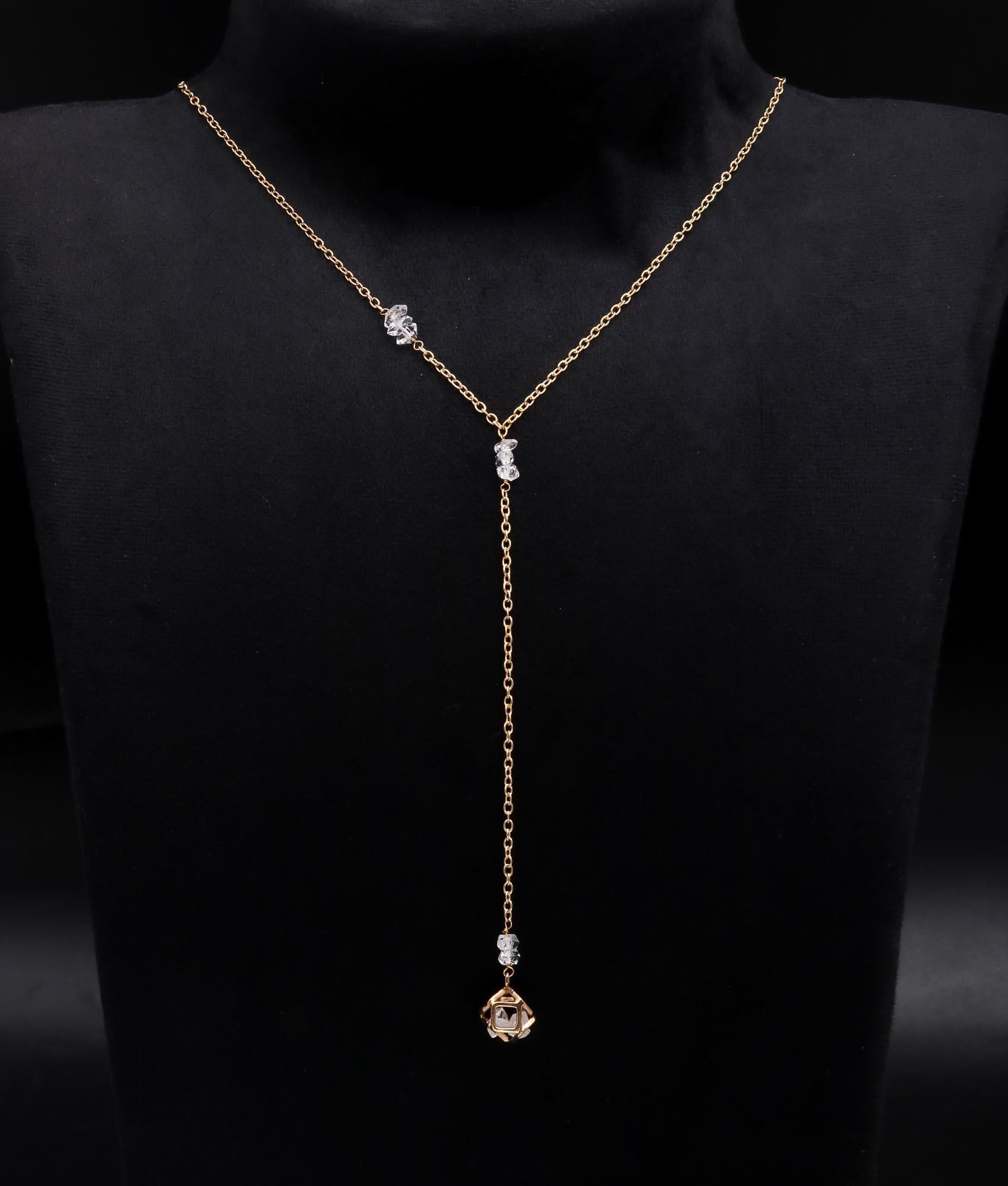 The Crystal Cage: Geometric Lariat Drop Necklace