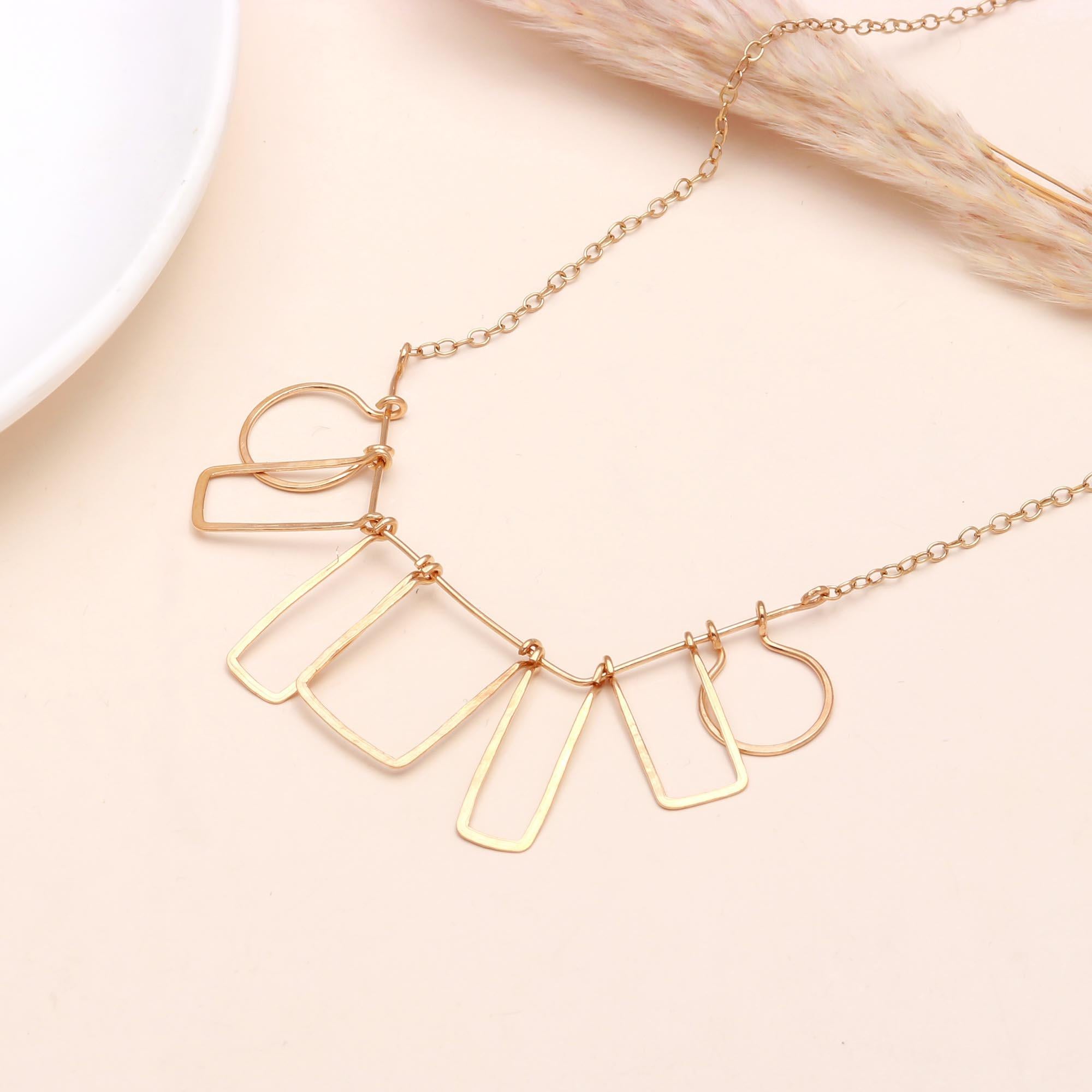 925 Sterling Silver Geometric Modern Art Wire Necklace