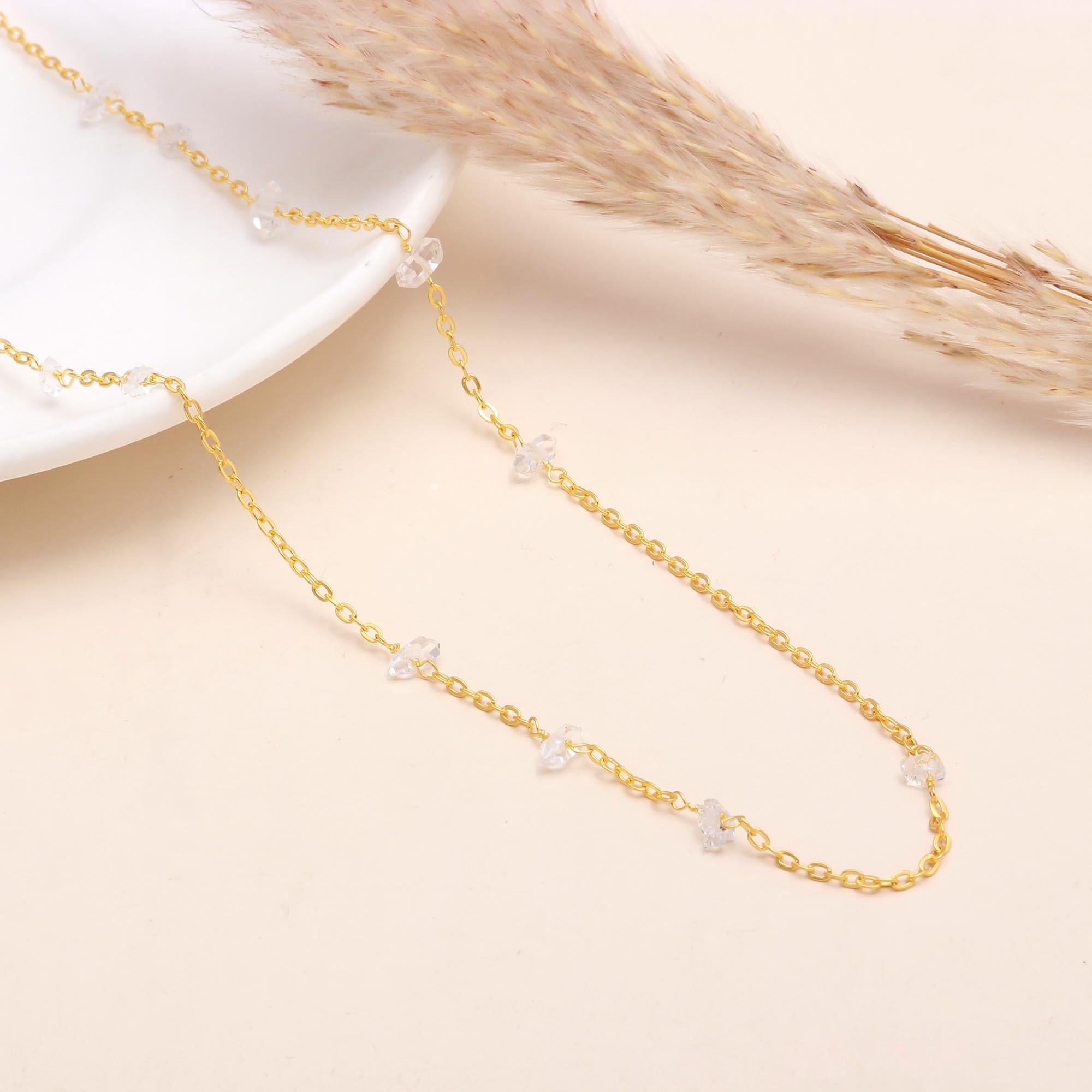 The Ethereal Strand: Raw Crystal Station Necklace