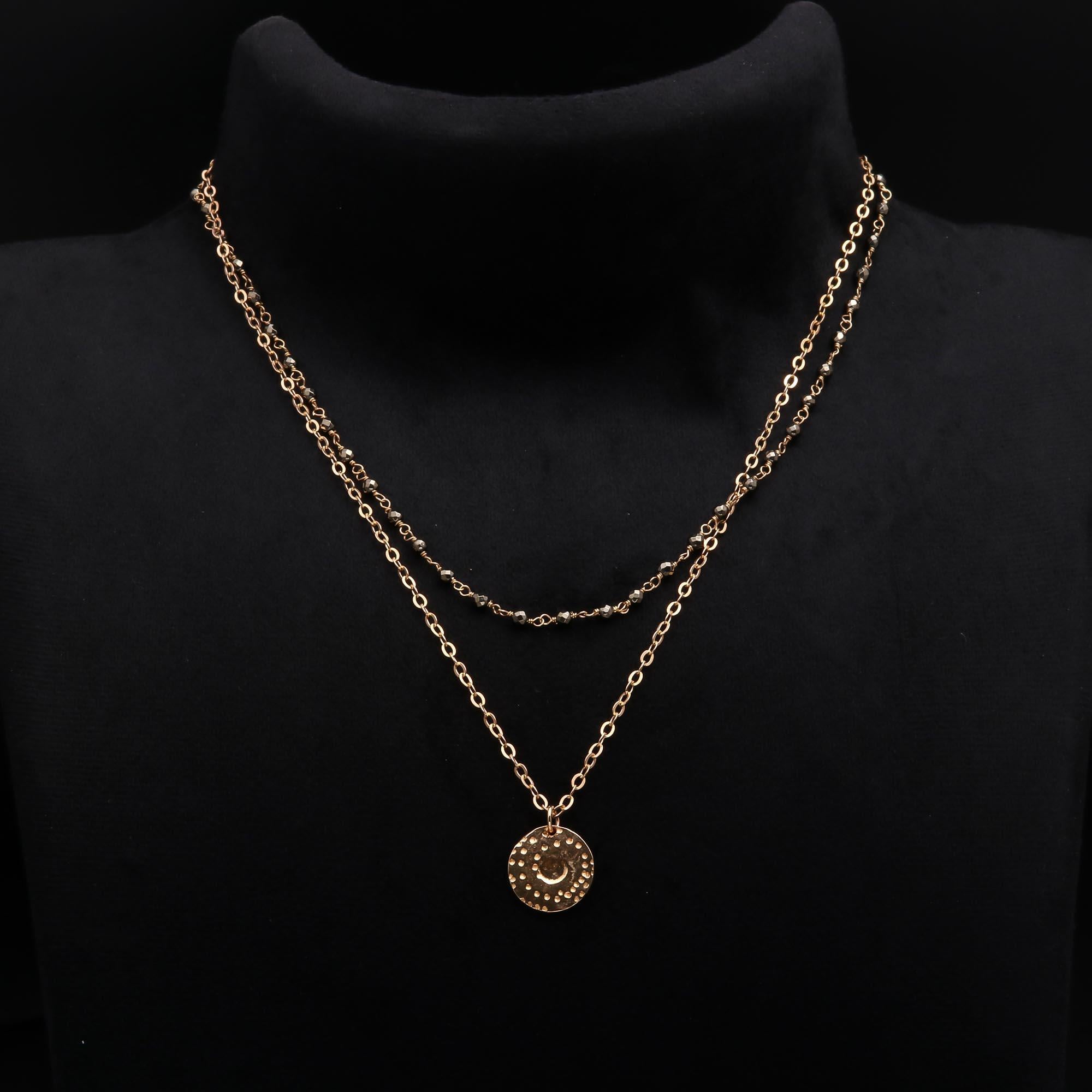 The Boho Double: Layered Coin & Pyrite Necklace