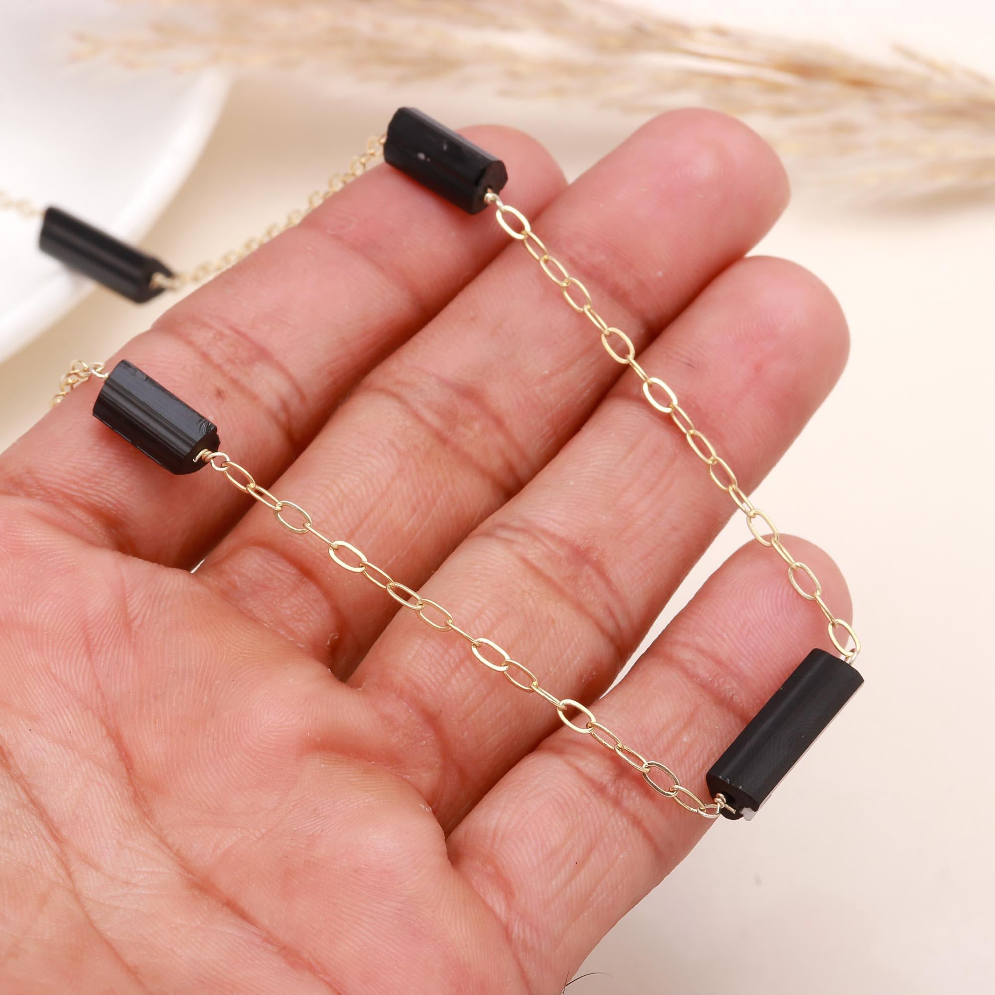 The Onyx Dash: Black Tourmaline Station Necklace