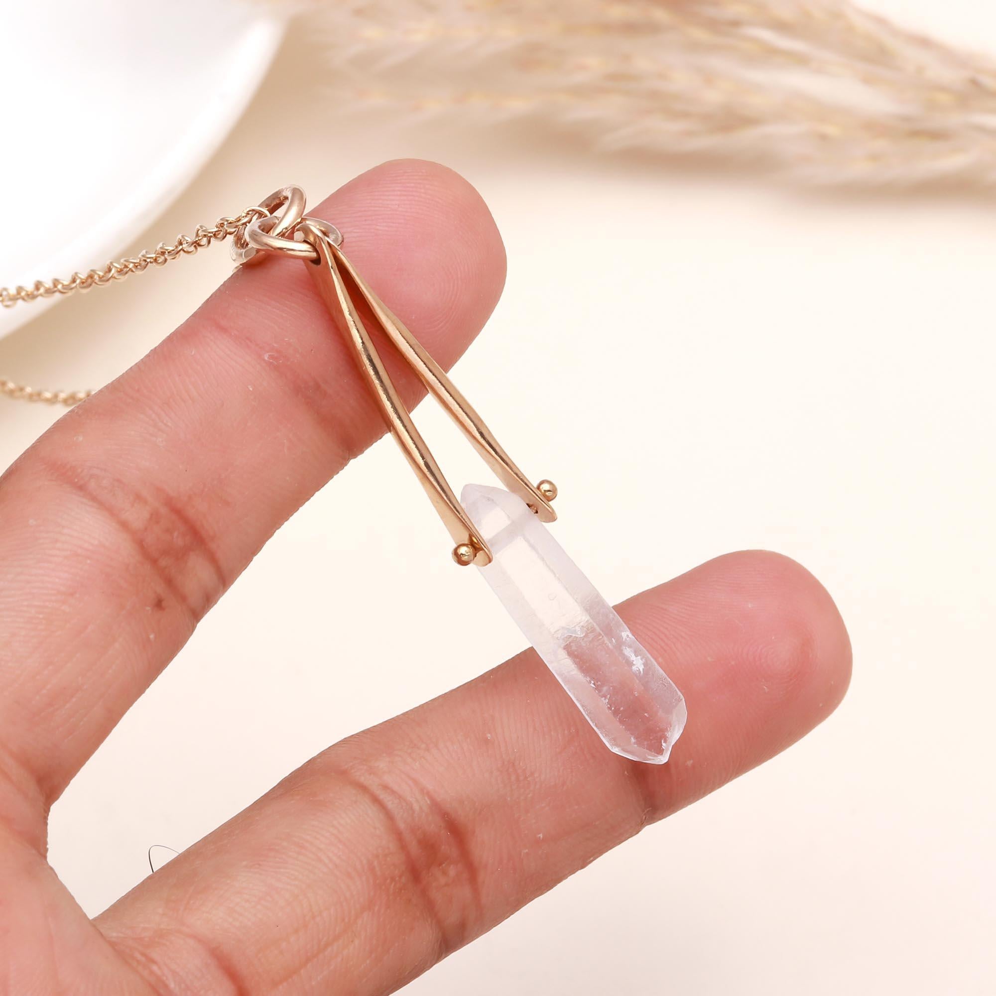 The Industrial Point: Modern Caliper Quartz Necklace