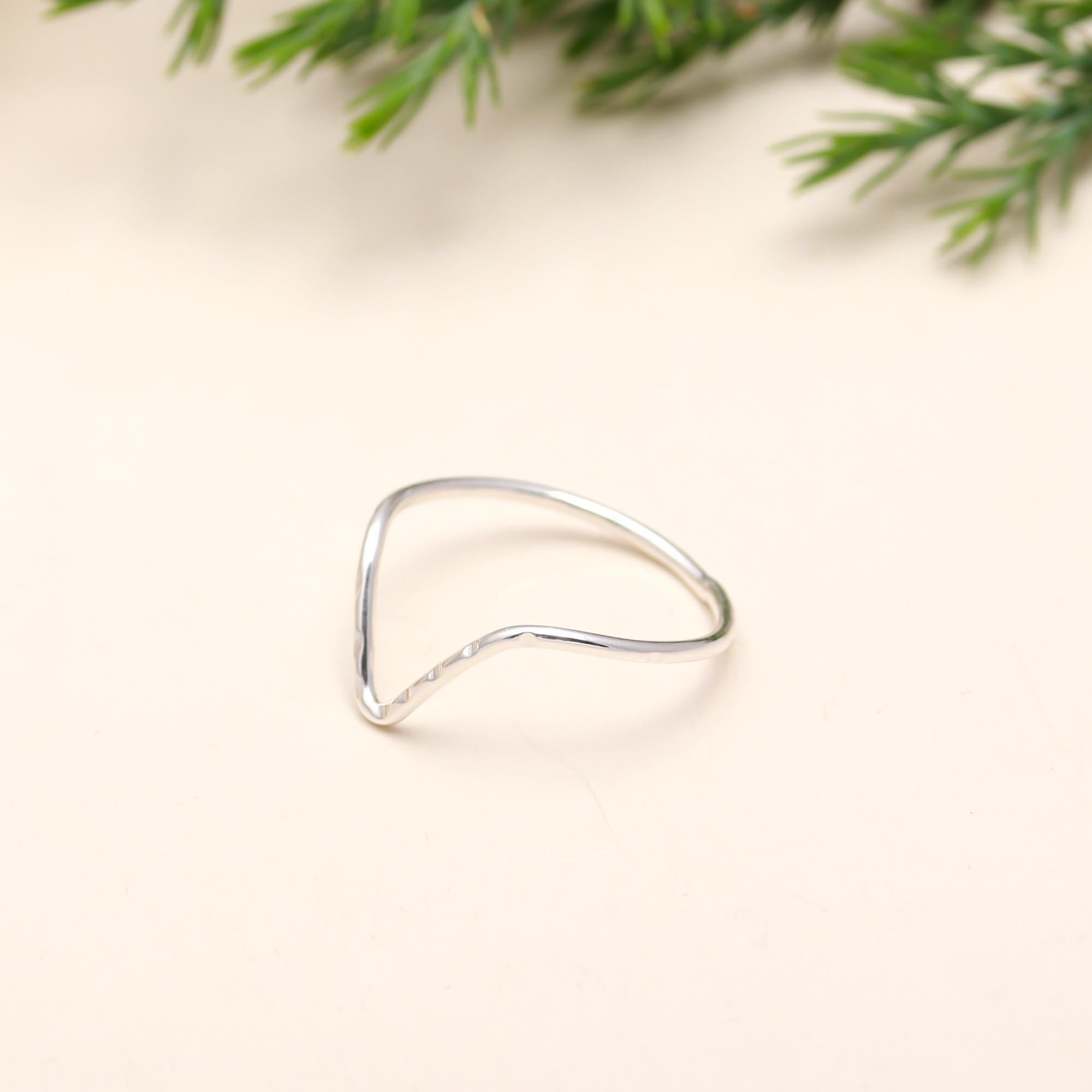 The Silver Wish: Hammered Chevron Stacking Ring