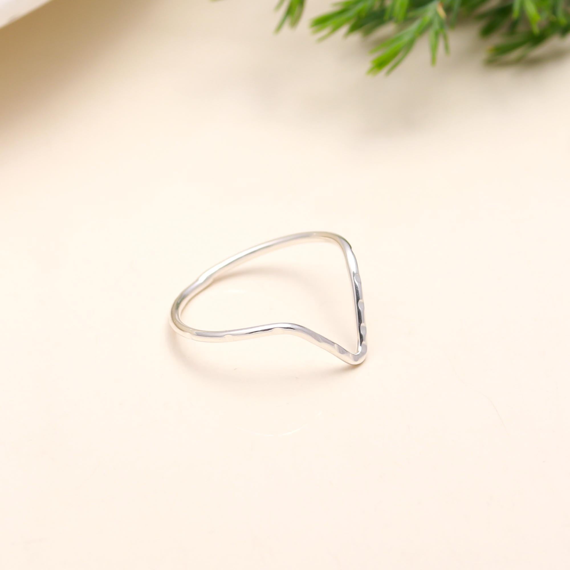The Silver Wish: Hammered Chevron Stacking Ring