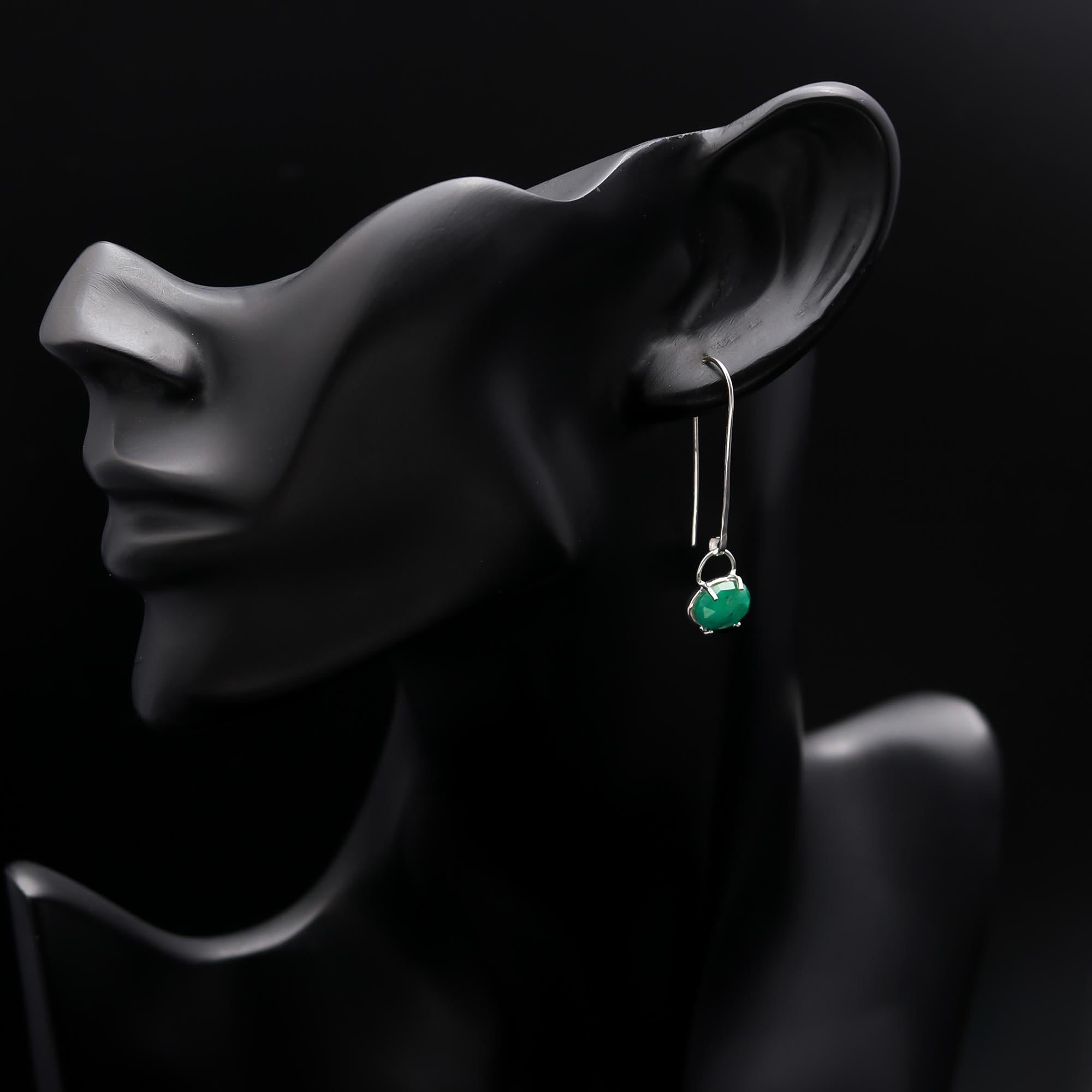 The Emerald Oval: Green Onyx Minimalist Drop Earrings