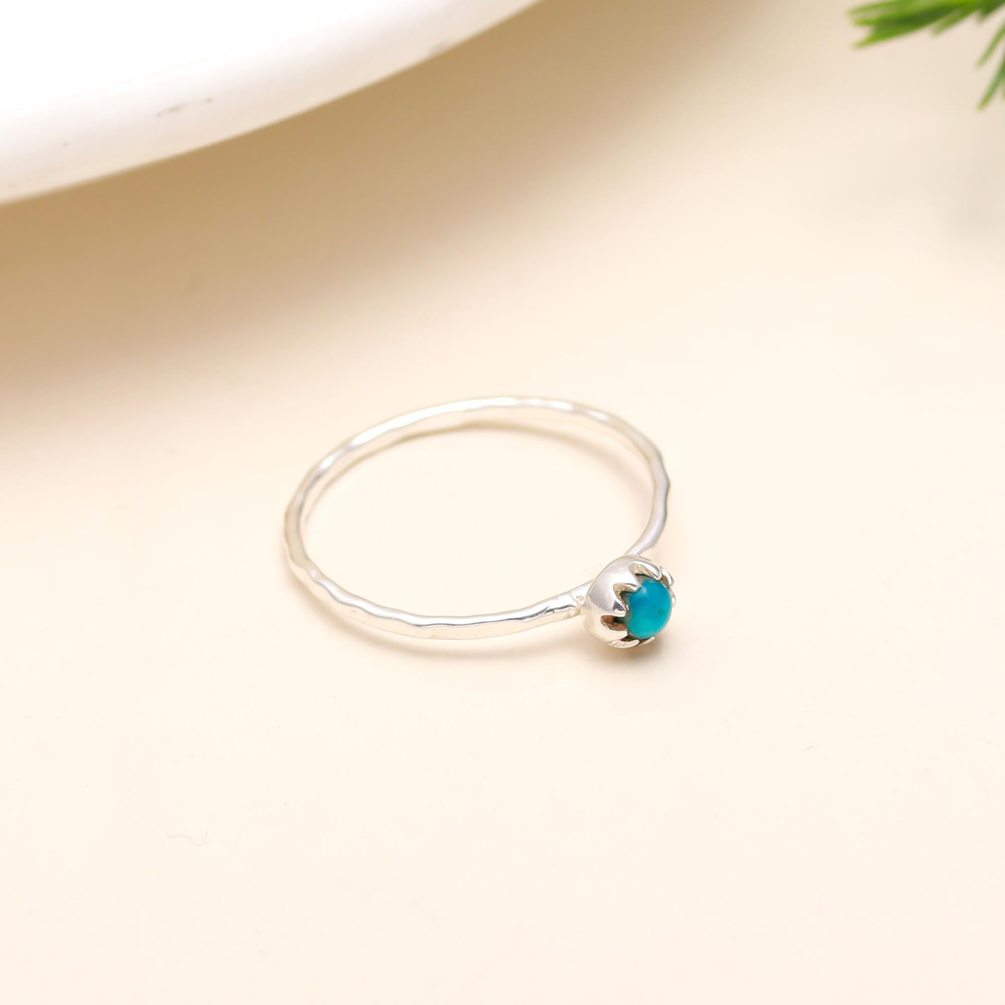 The Azure Dot: Turquoise Solitaire Stacking Ring