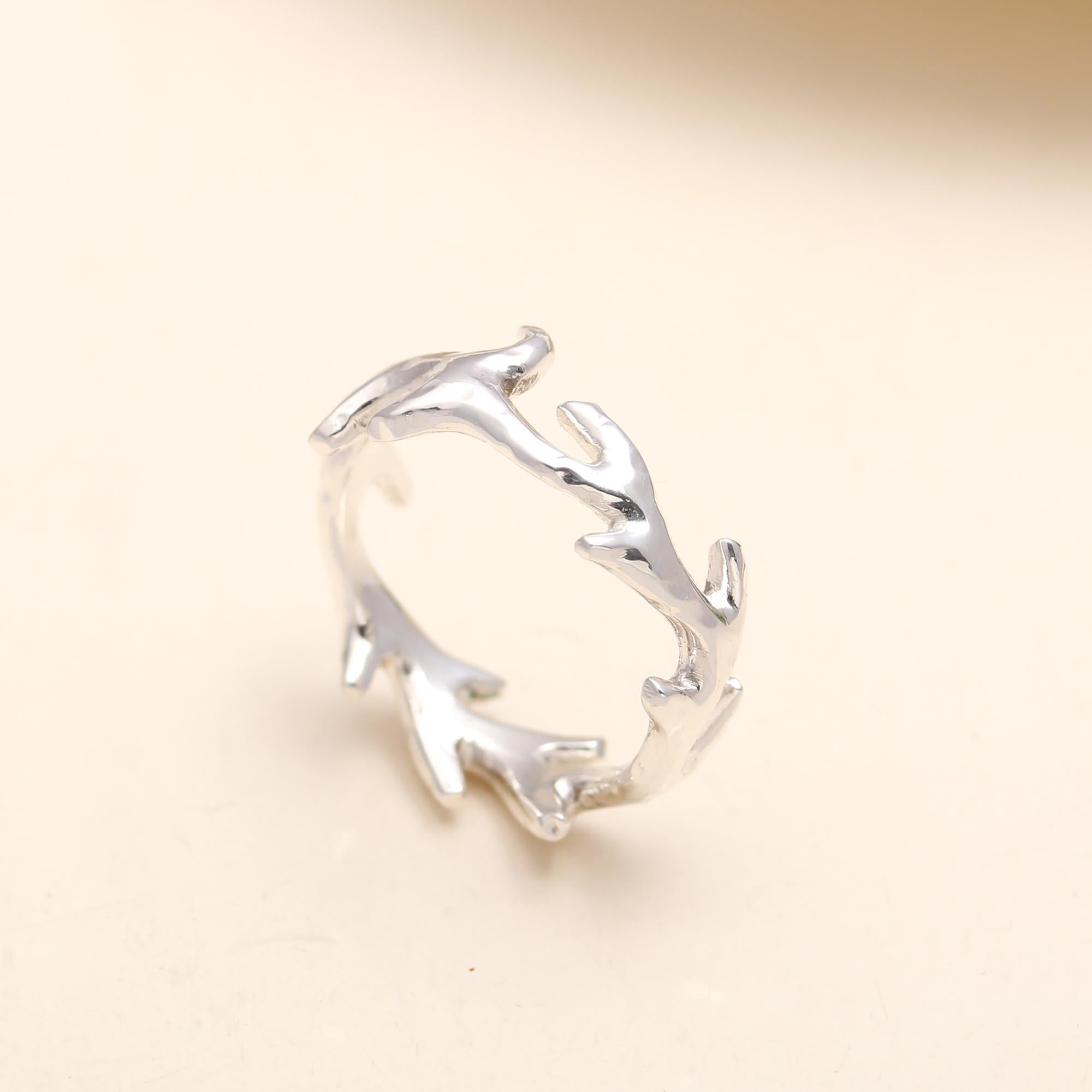 925 Silver Coral Branch Band Ring