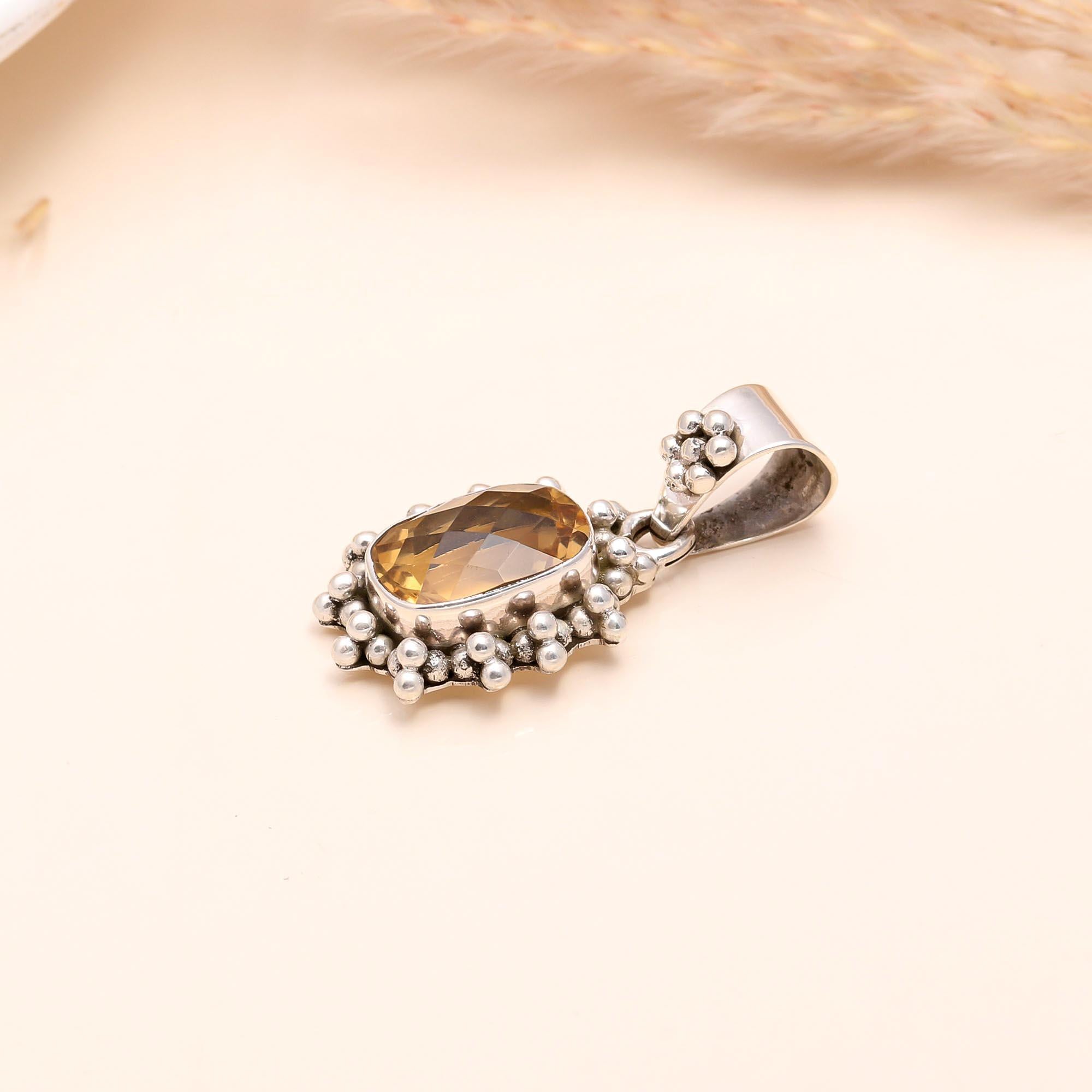 925 Sterling Silver Citrine Pendant