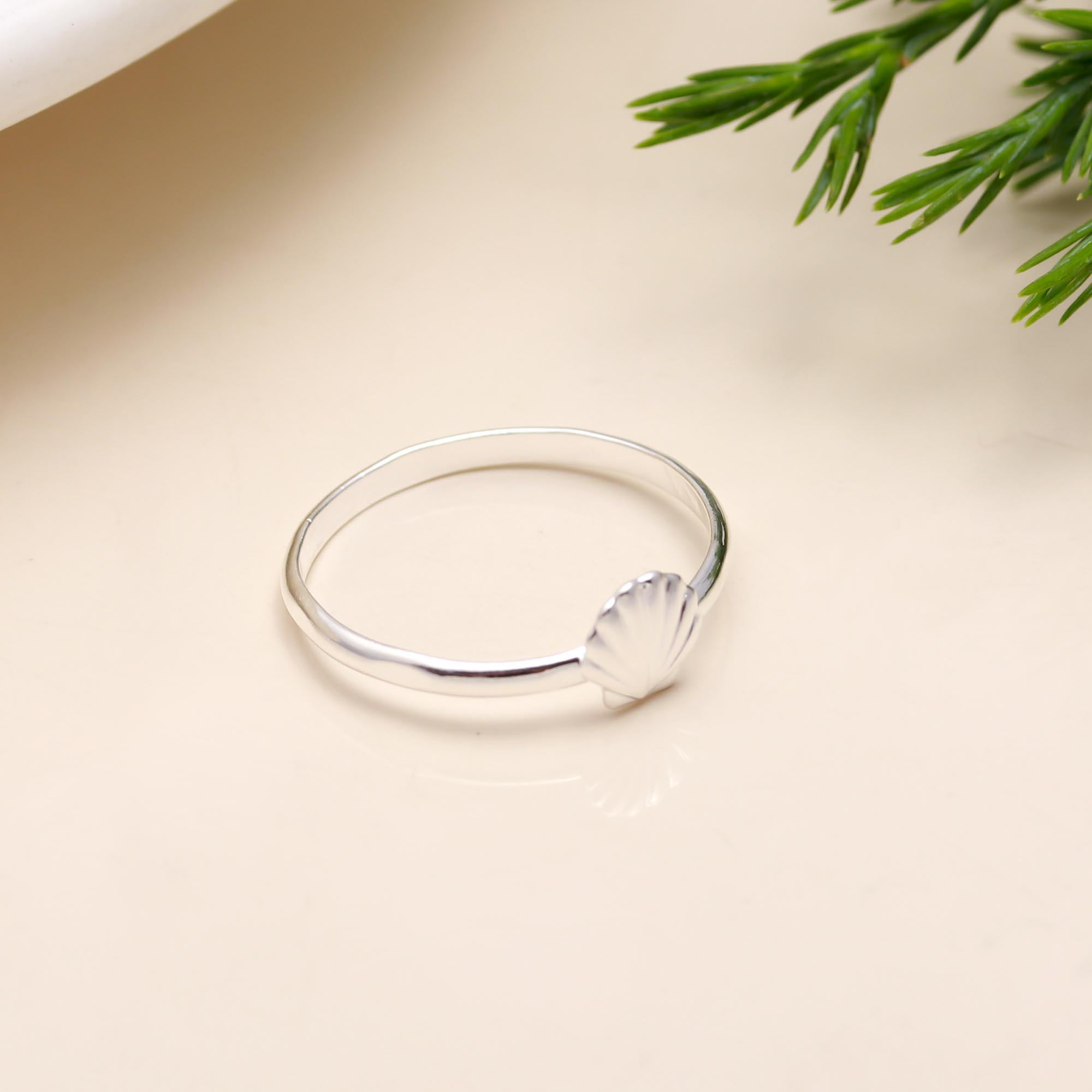 The Coastal Shell: Minimalist Silver Stacking Ring