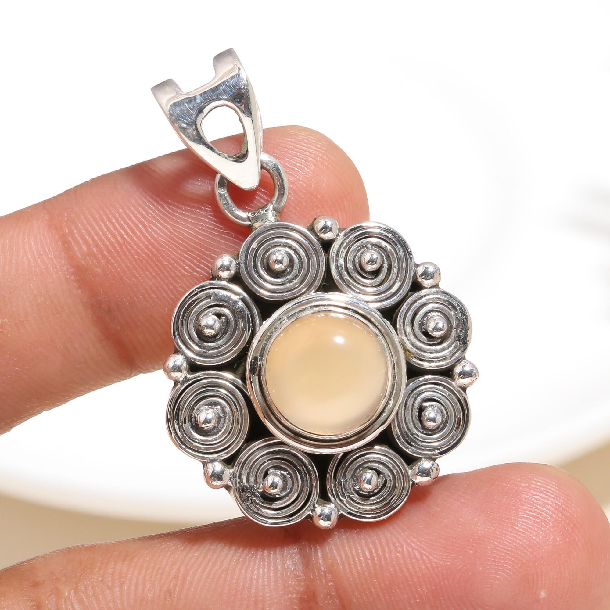 925 Sterling Silver Handmade Moonstone Swirl Pendant