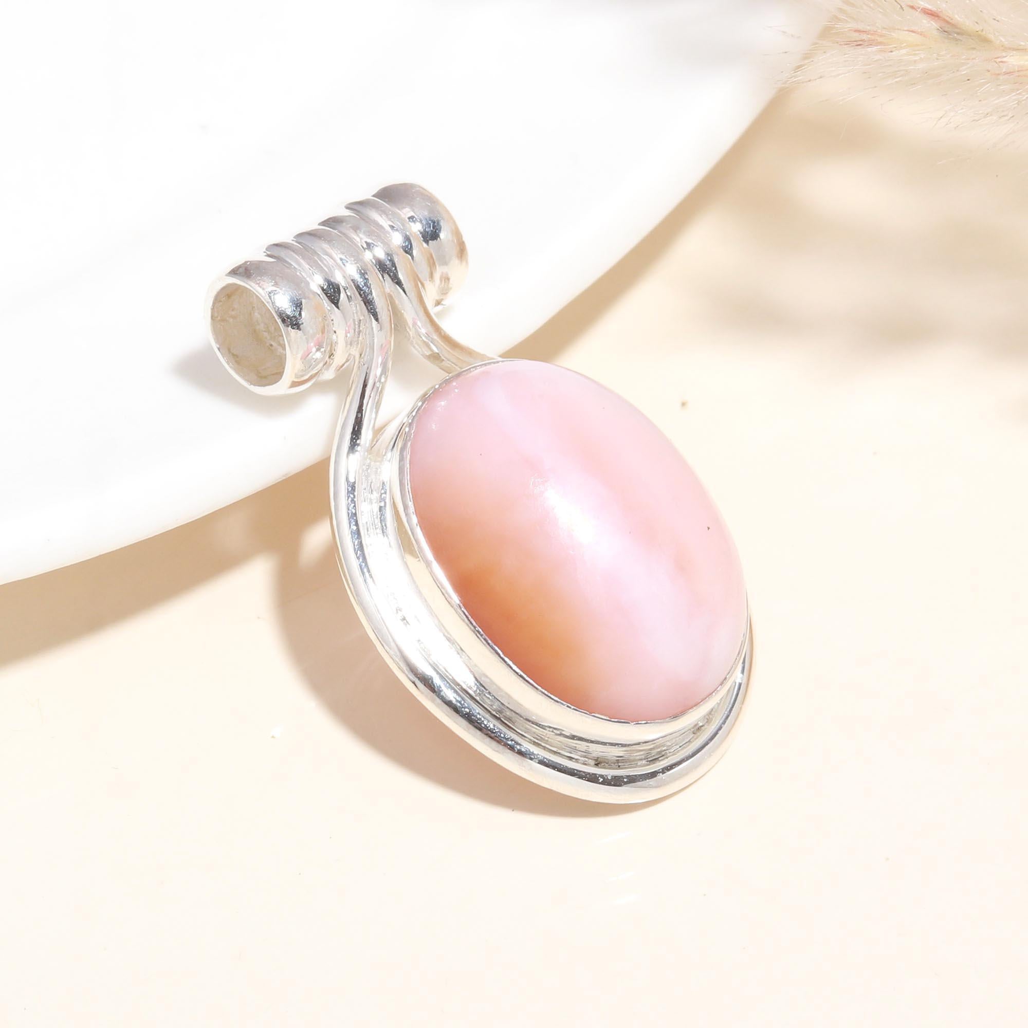 925 Sterling Silver Pink Conch Shell Pendant