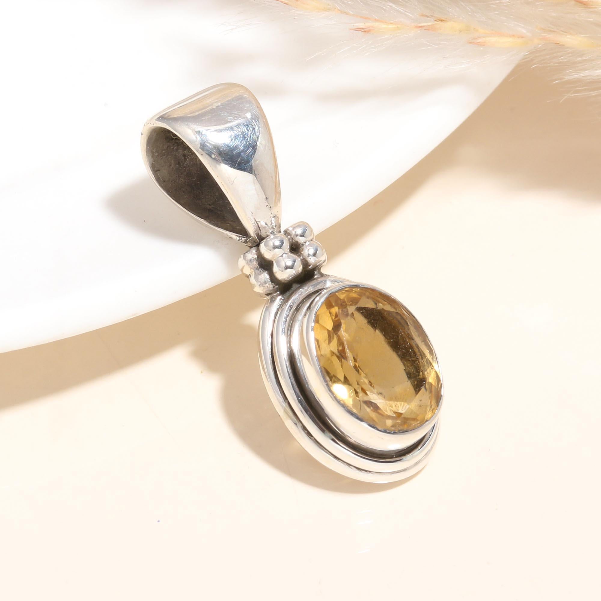 925 Sterling Silver Citrine Pendant