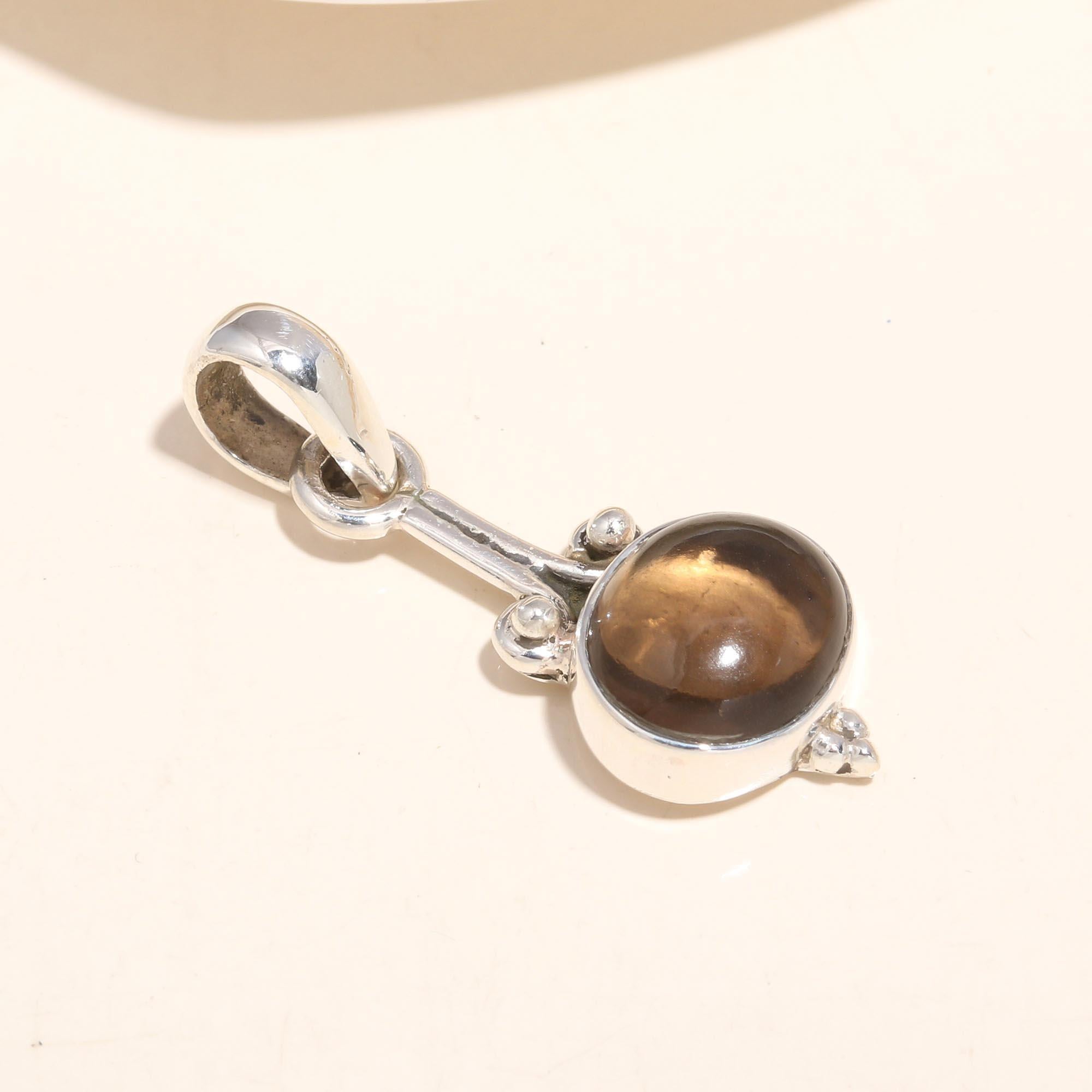 925 Sterling Silver Tiger's Eye Handmade Boho Pendant