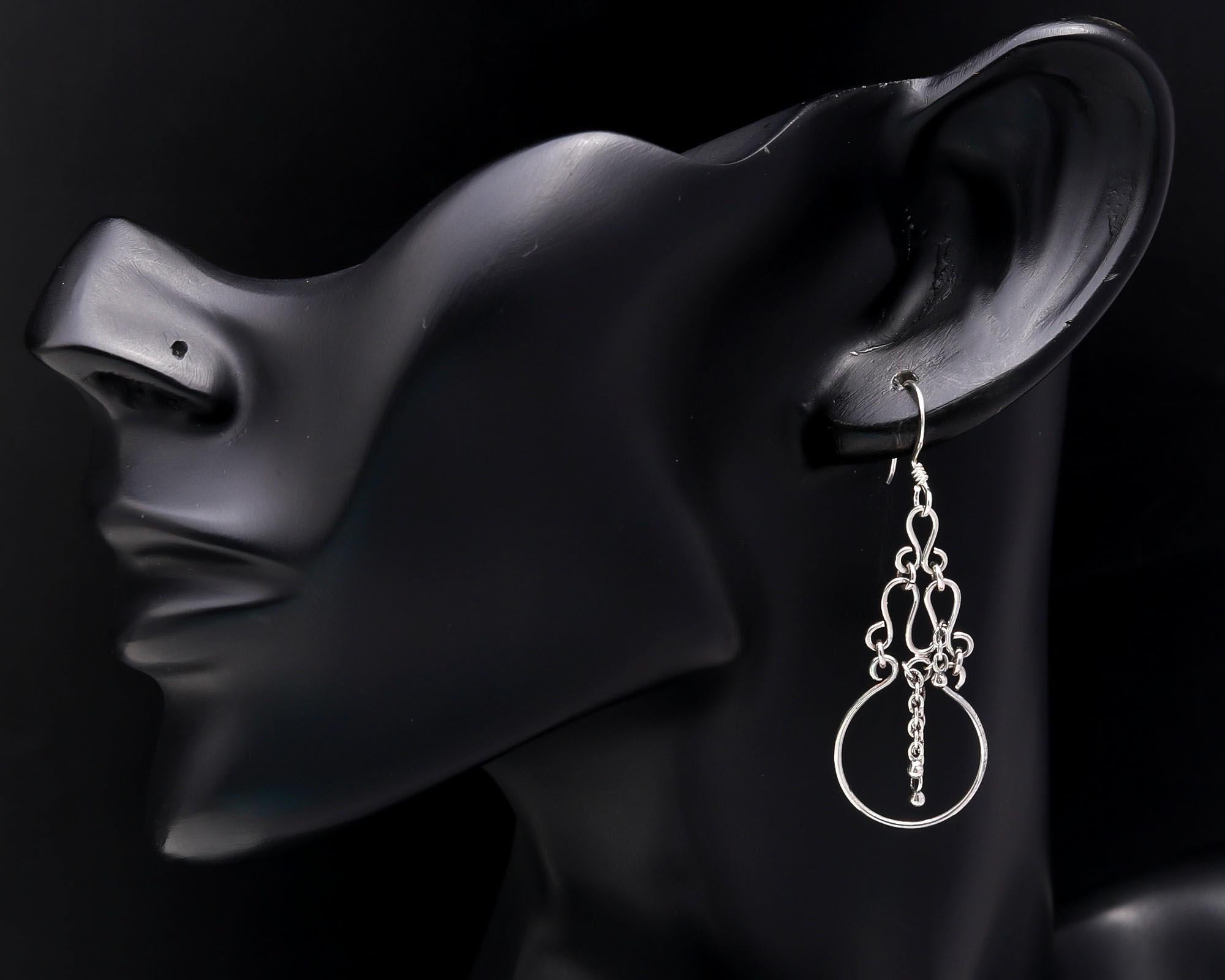 925 Sterling Silver Chainmail Drop Dangle Earrings