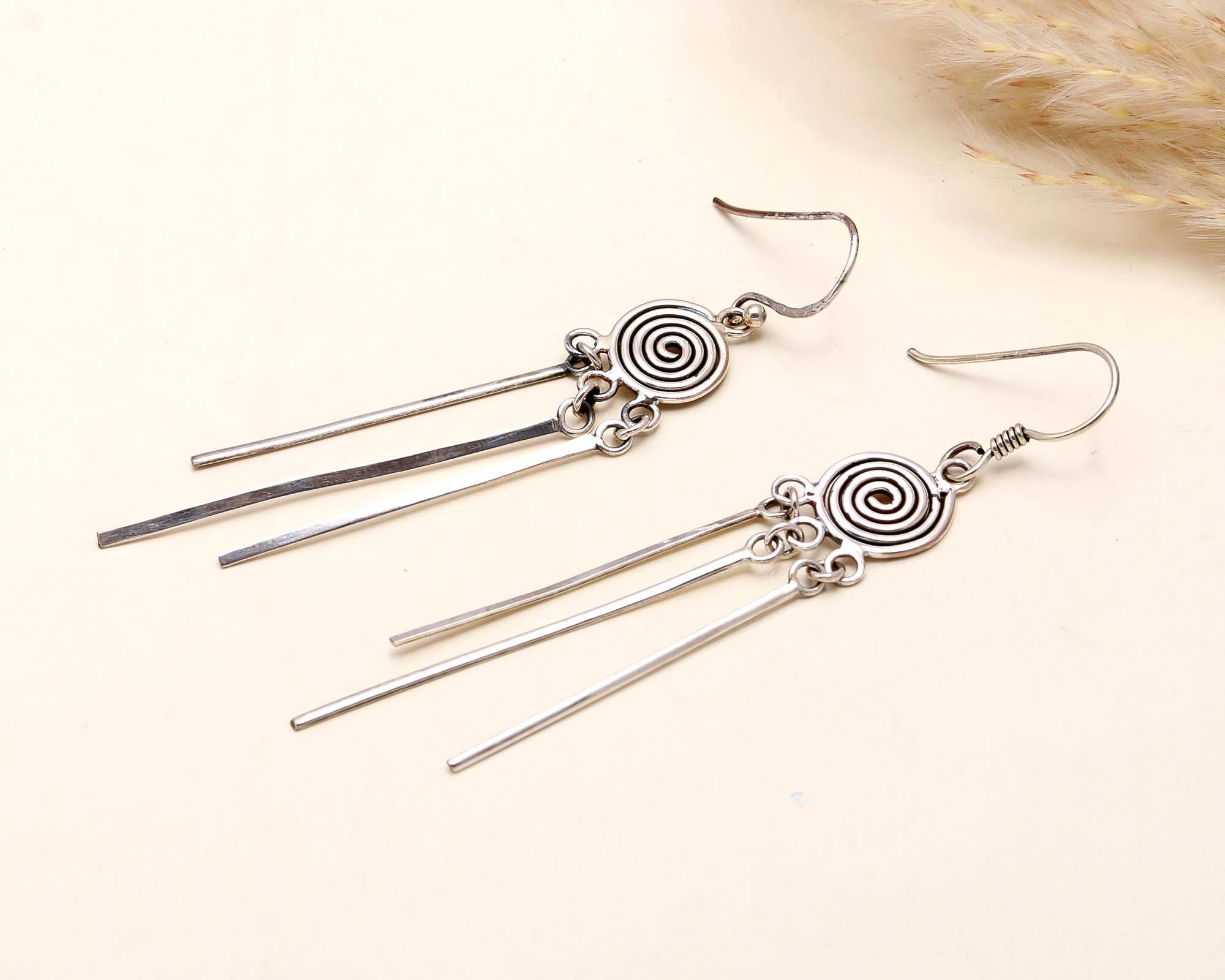925 Sterling Silver Spiral Dangle Earrings