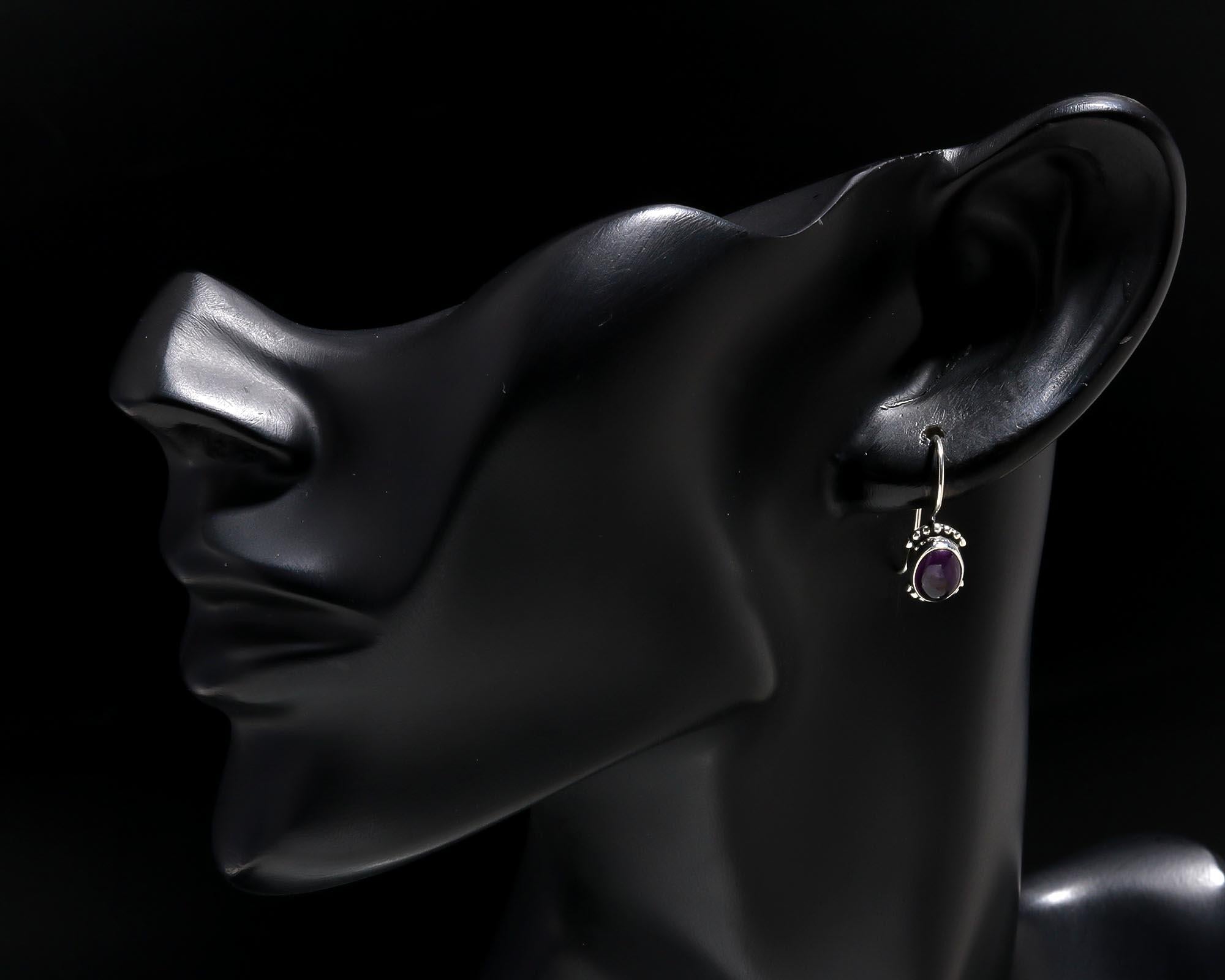925 Sterling Silver Amethyst Hook Earrings