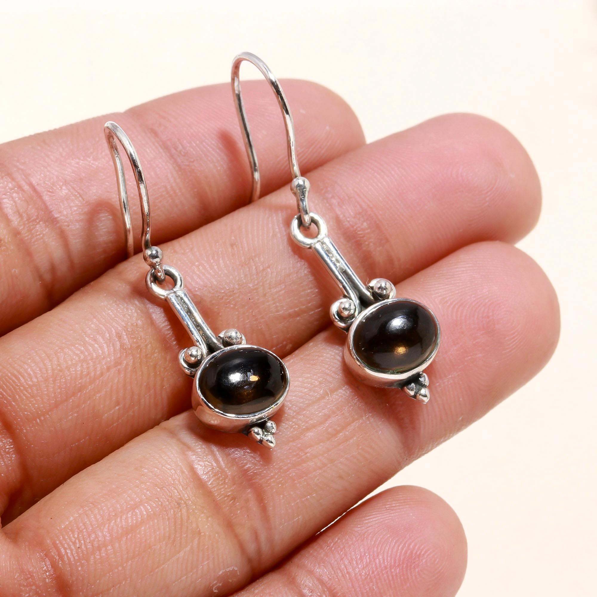 925 Sterling Silver Smoky Quartz Dangle Earrings