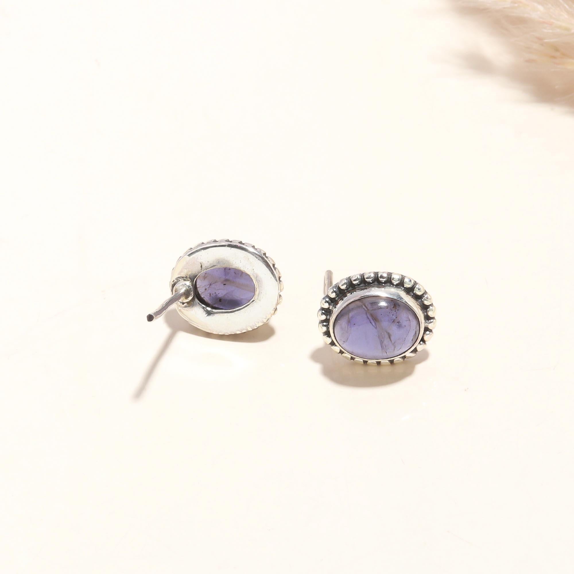 925 Sterling Silver Amethyst Vintage Stud Earrings