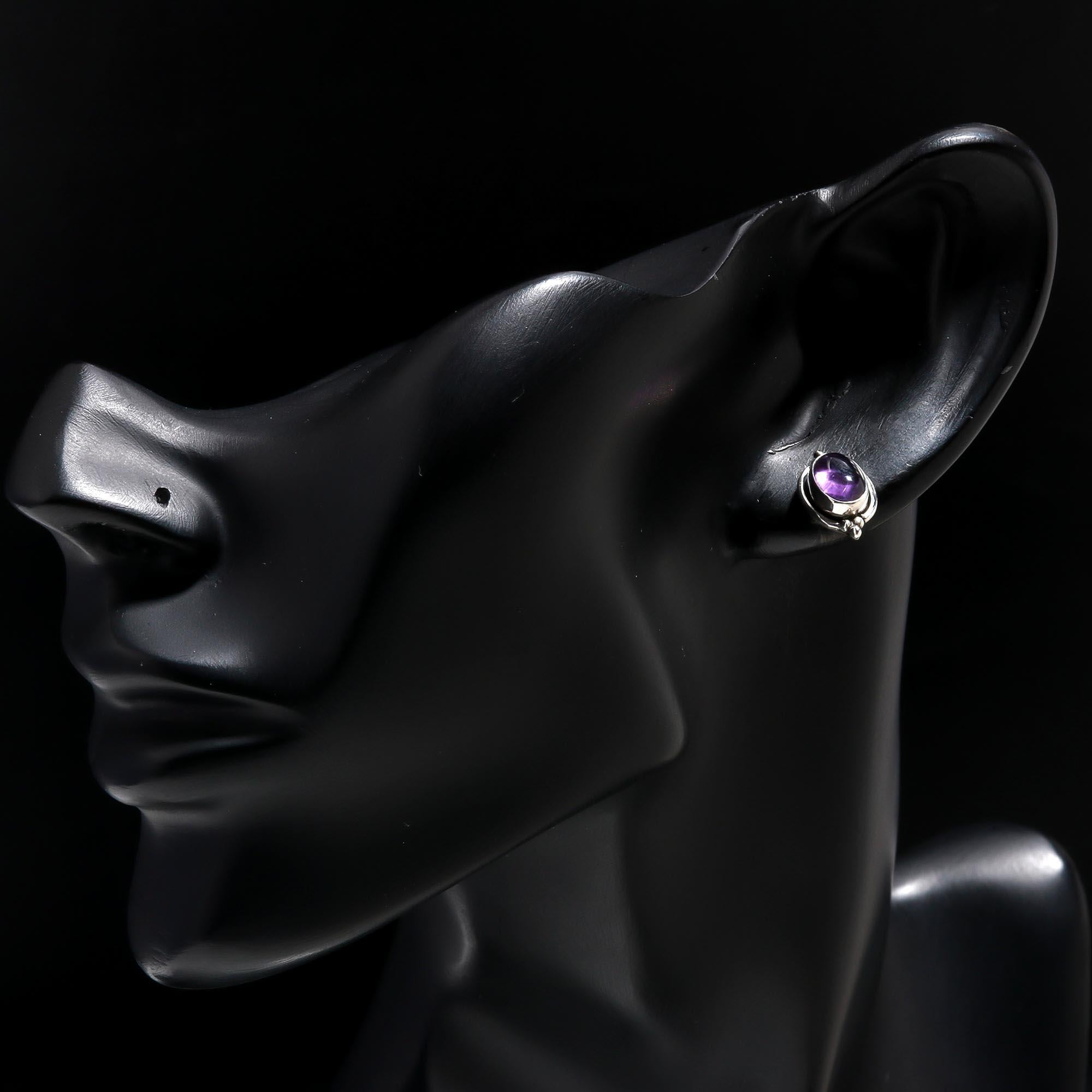 925 Sterling Silver Amethyst Stud Earrings