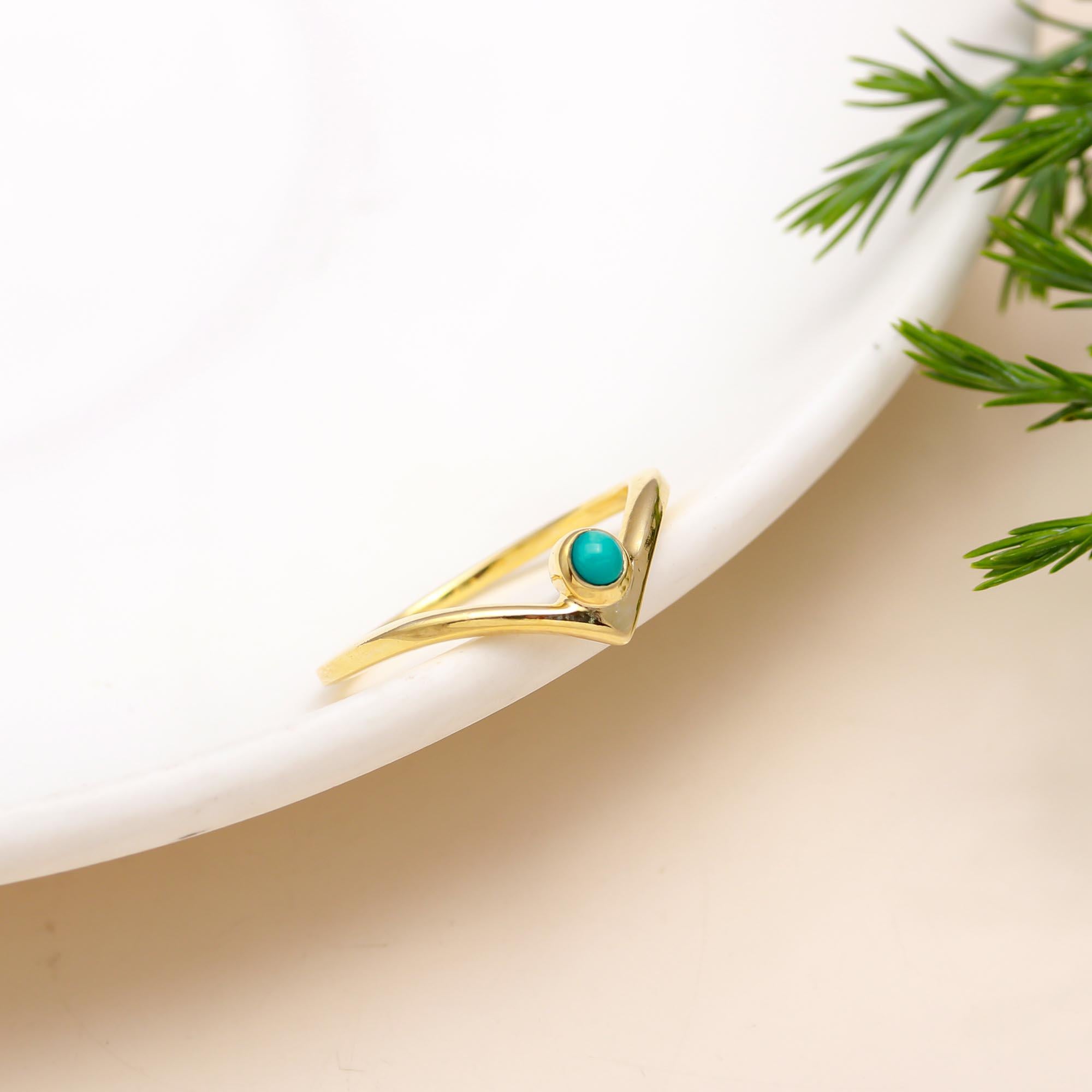 The Turquoise Peak: Chevron Wishbone Ring
