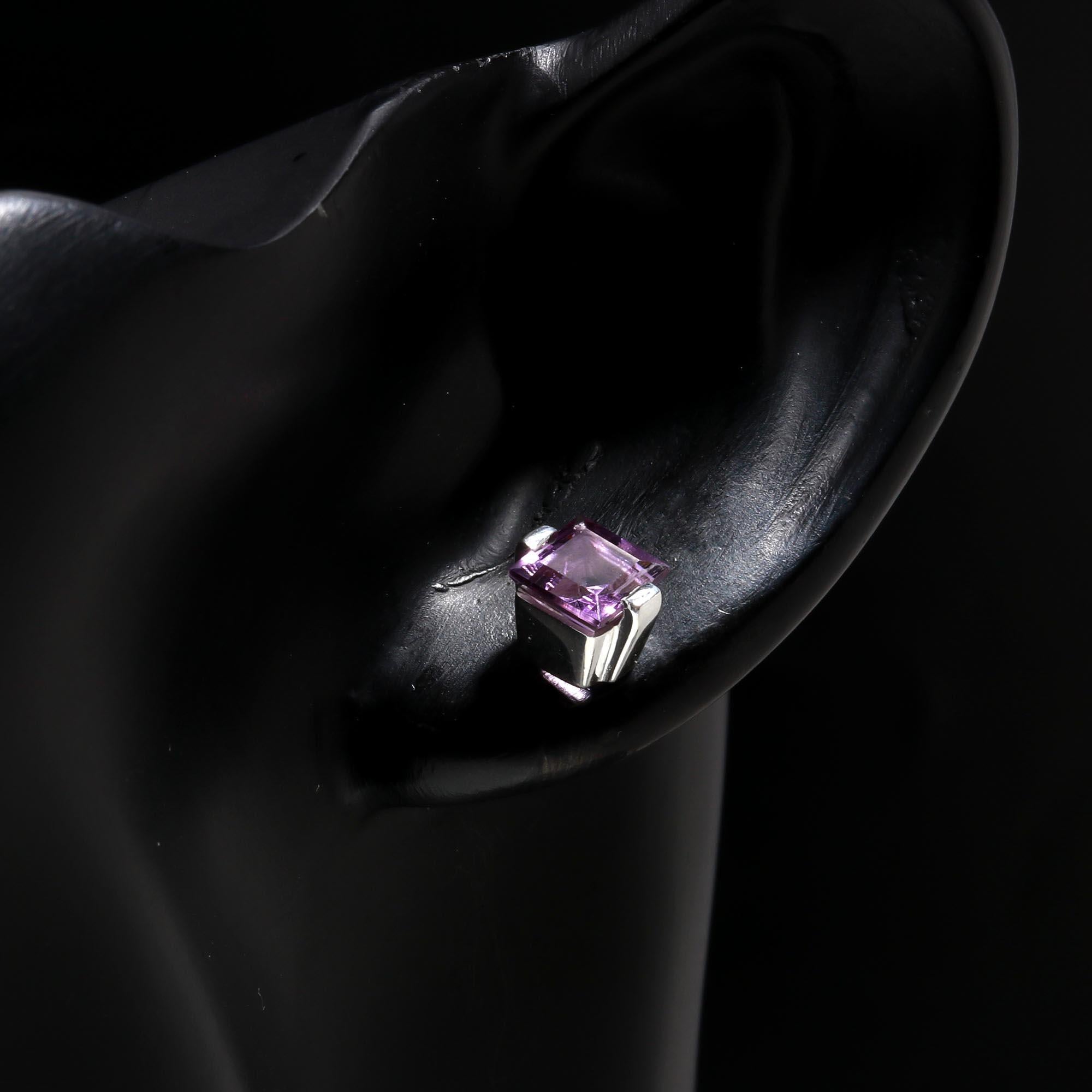 925 Sterling Silver Amethyst Stud Earrings
