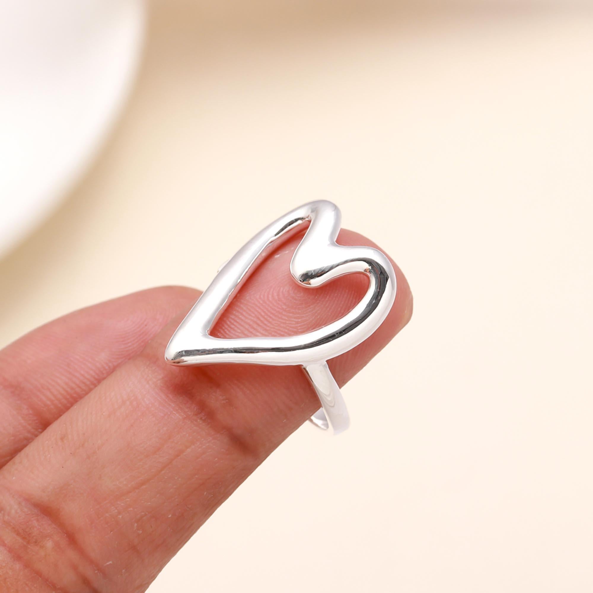 925 Sterling Silver Open Heart Ring