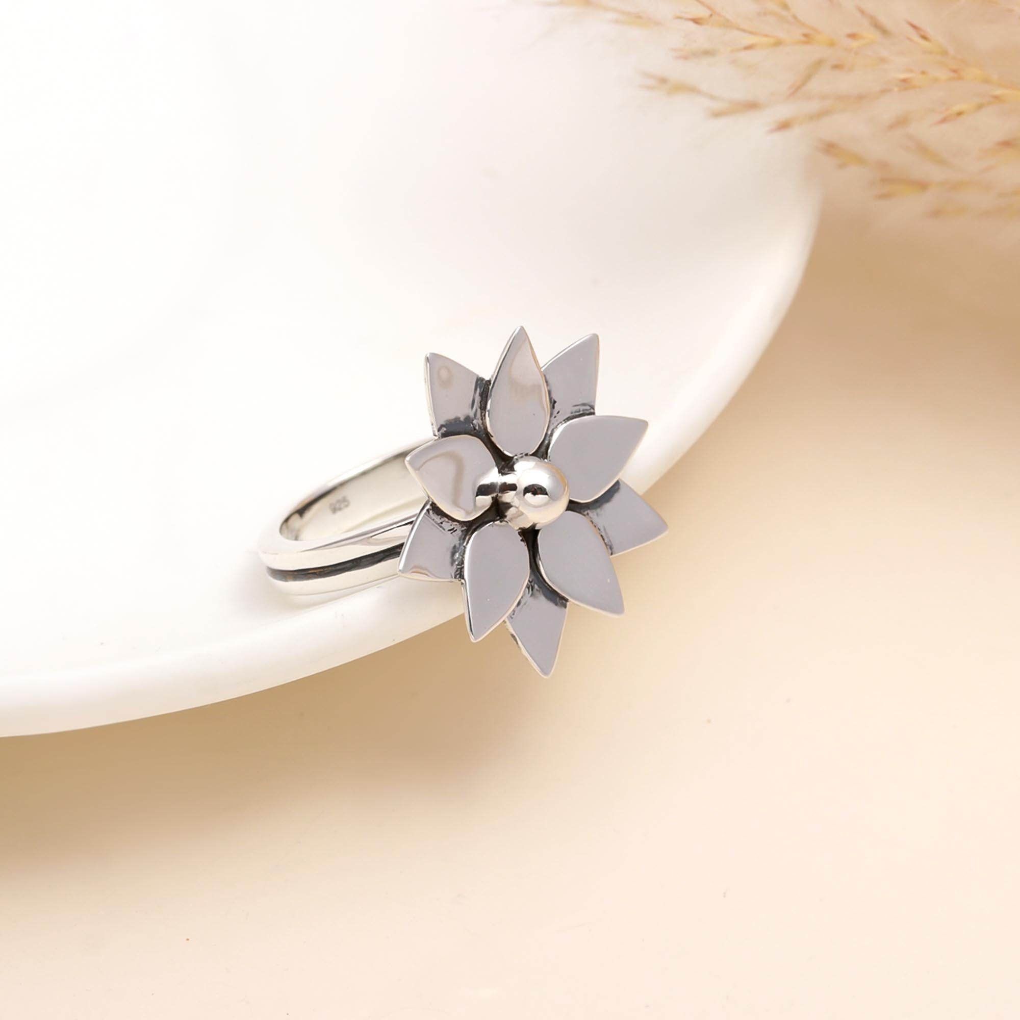 925 Sterling Silver Lotus Flower Ring