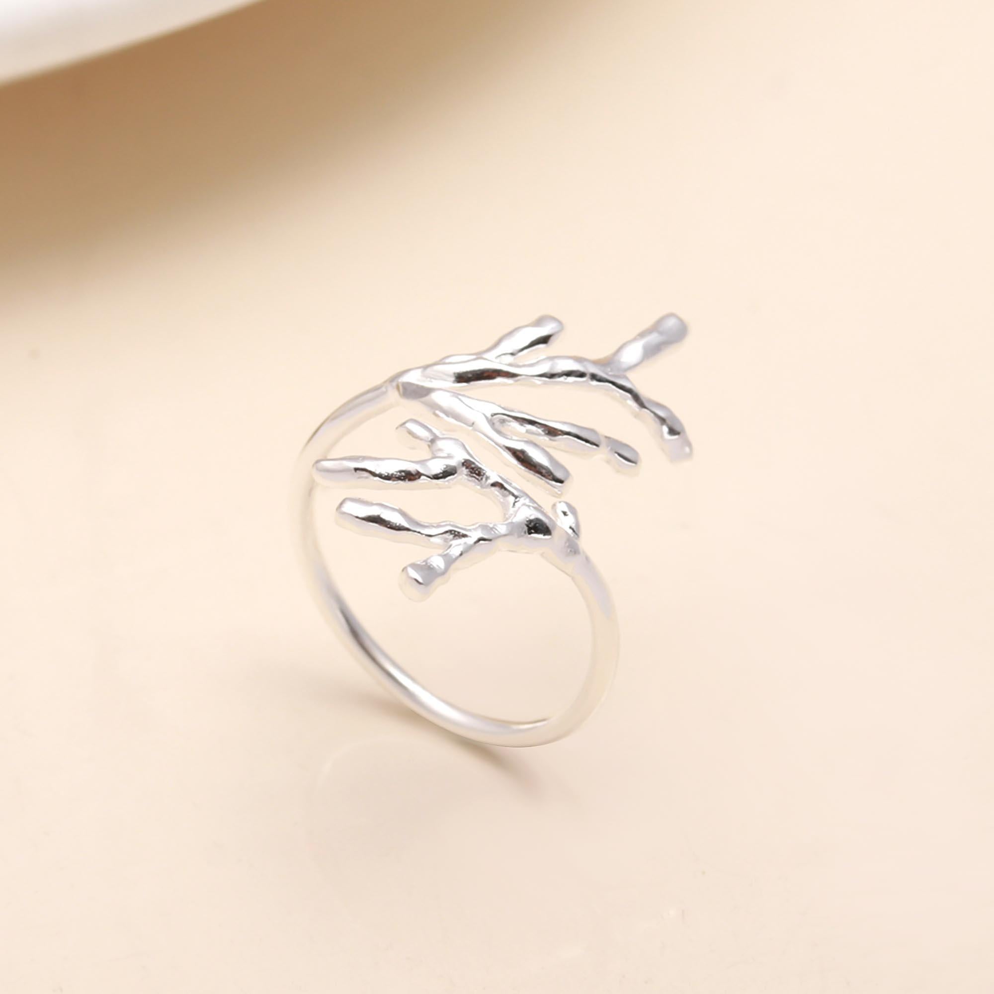 925 Sterling Silver Nature-Inspired Adjustable Twig Design Ring