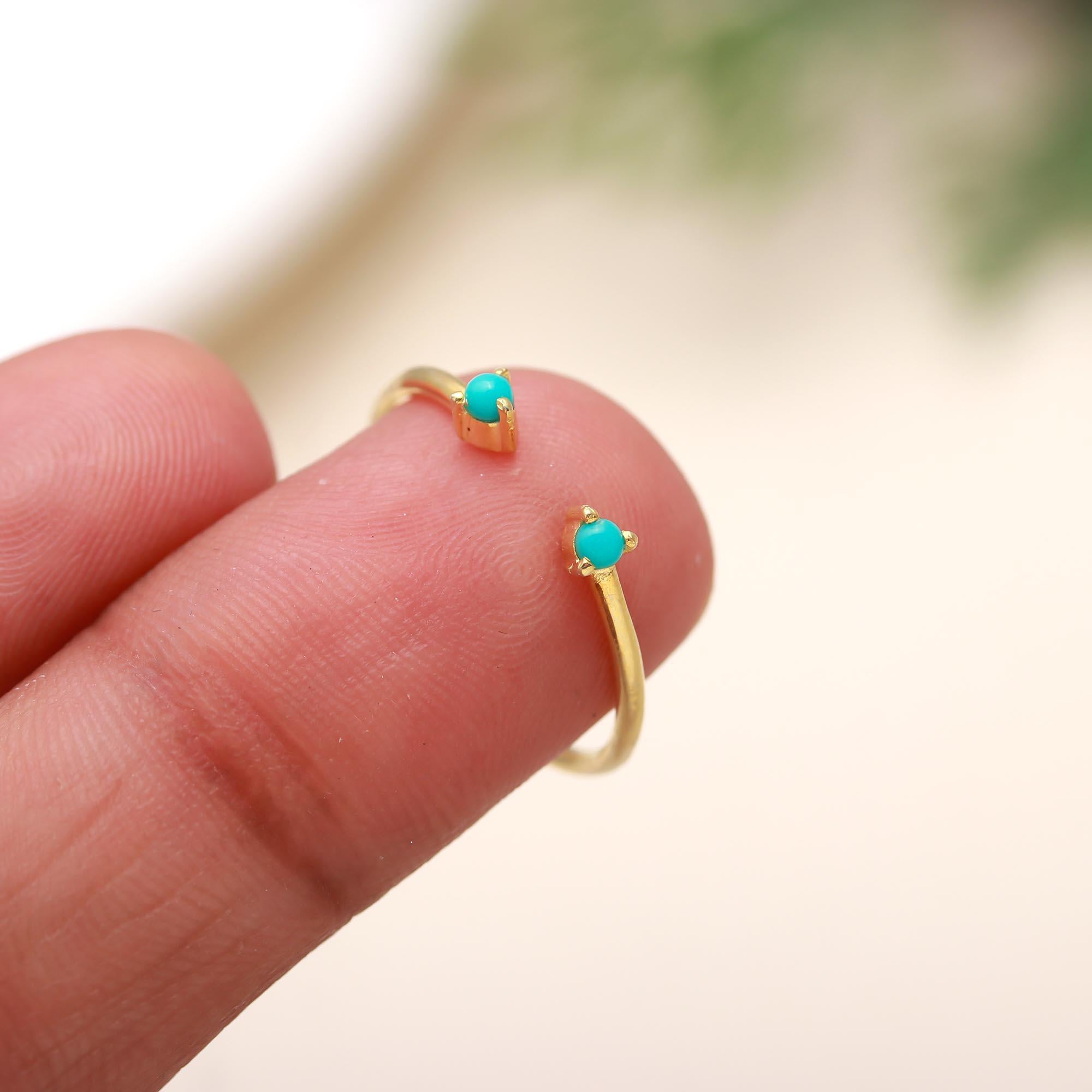 The Turquoise Twin: Open Cuff Gold Ring