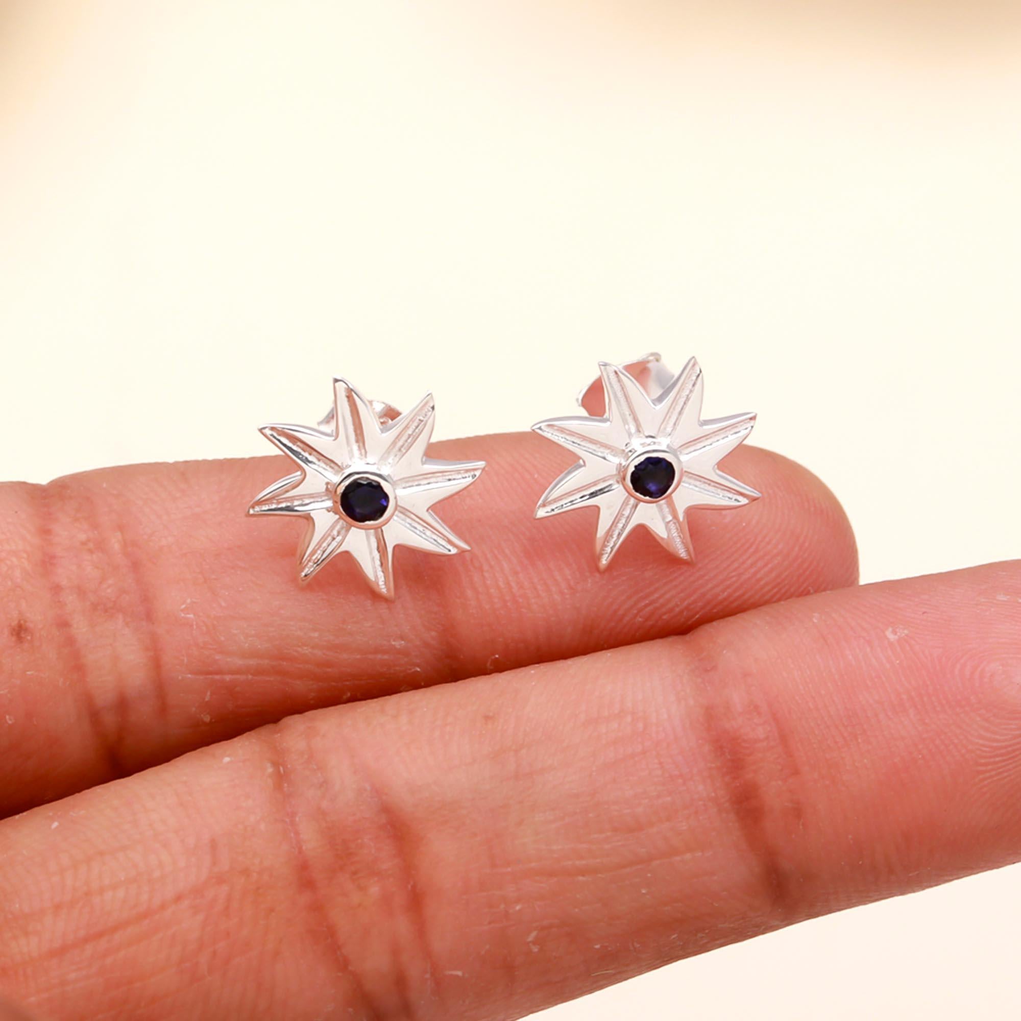 925 Sterling Silver Starburst Stud Earrings
