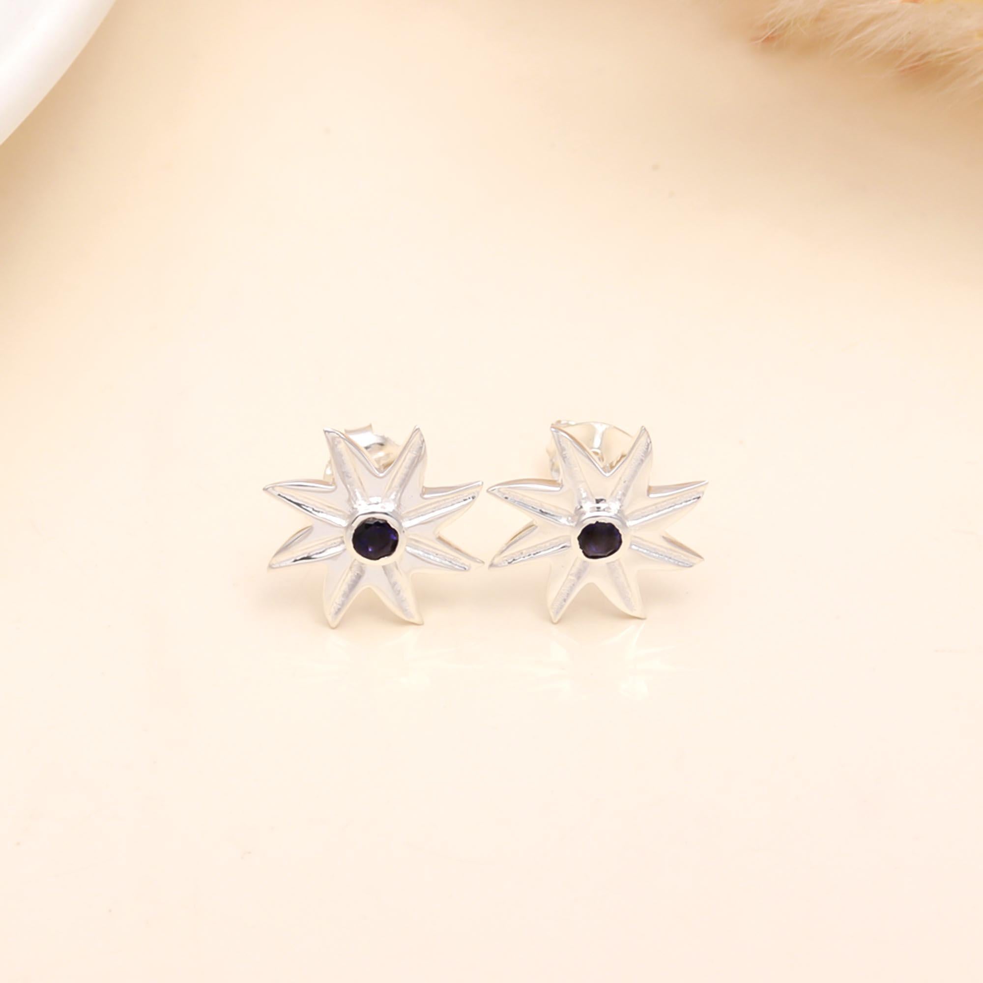 925 Sterling Silver Starburst Stud Earrings
