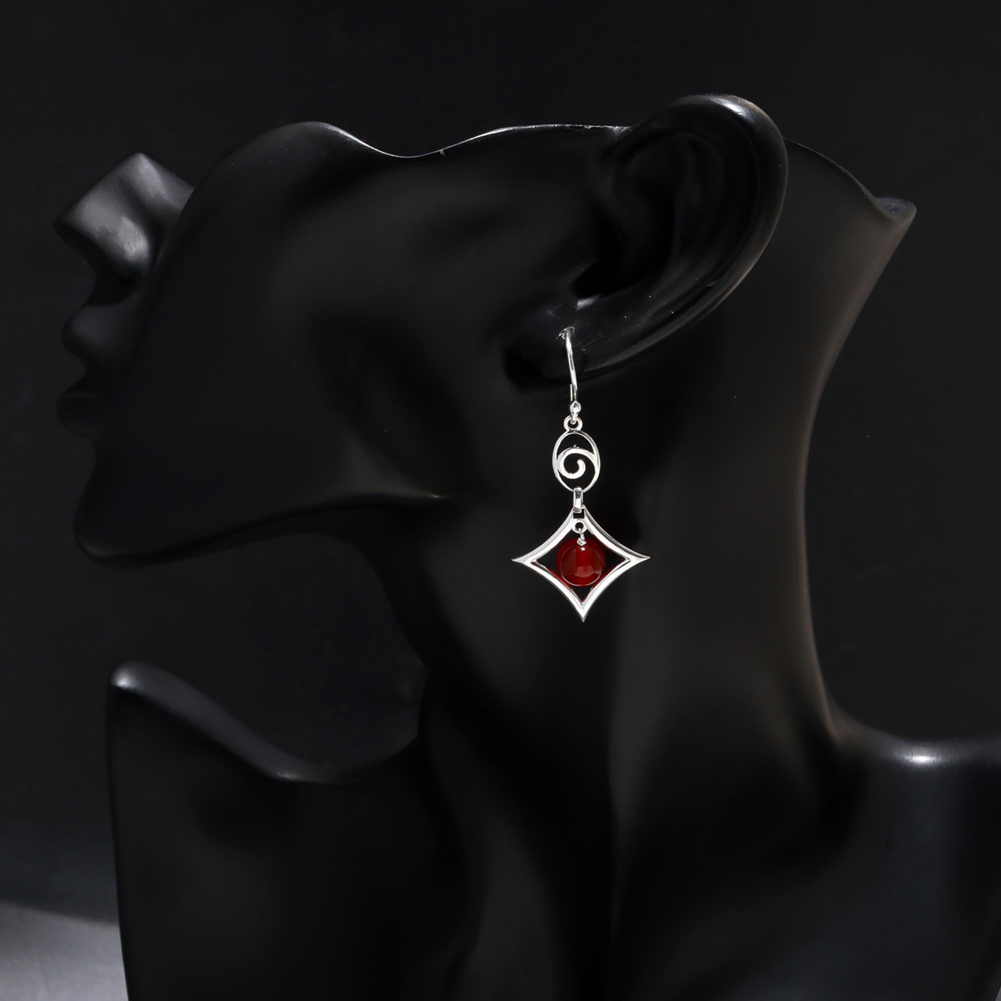 925 Sterling Silver Carnelian Boho Dangle Earrings