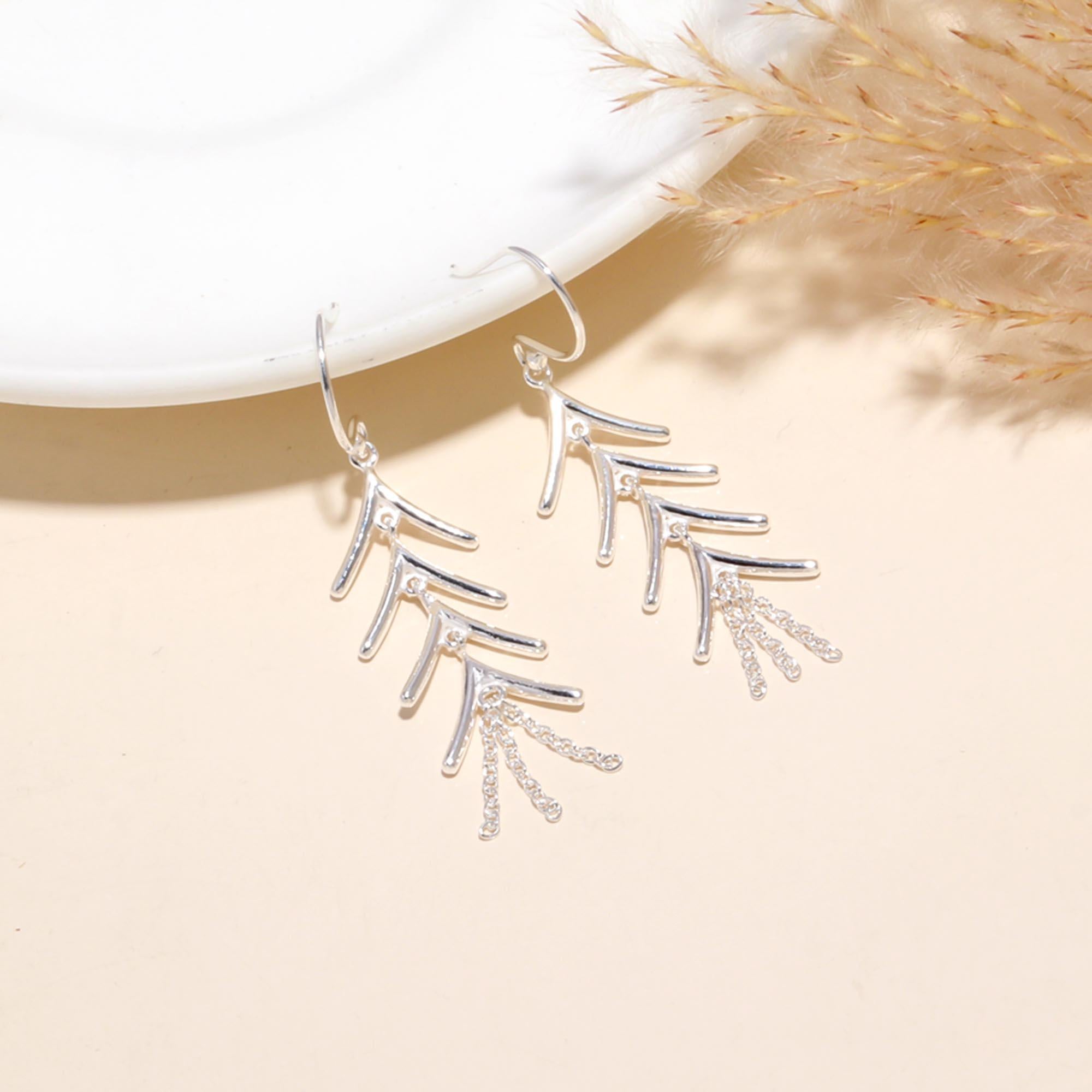 925 Sterling Silver Nature-Inspired Dangle Earrings