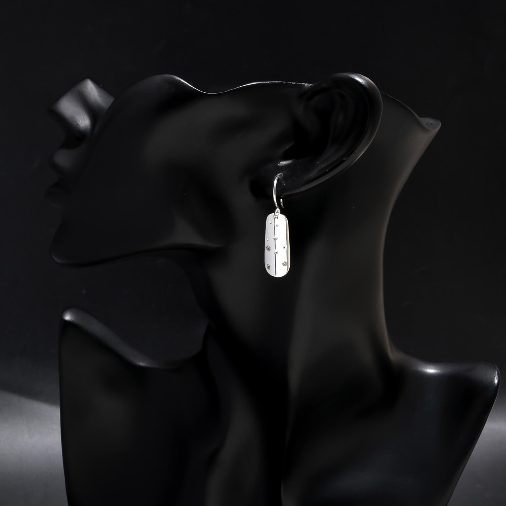 925 Sterling Silver Textured Bar Dangle Earrings