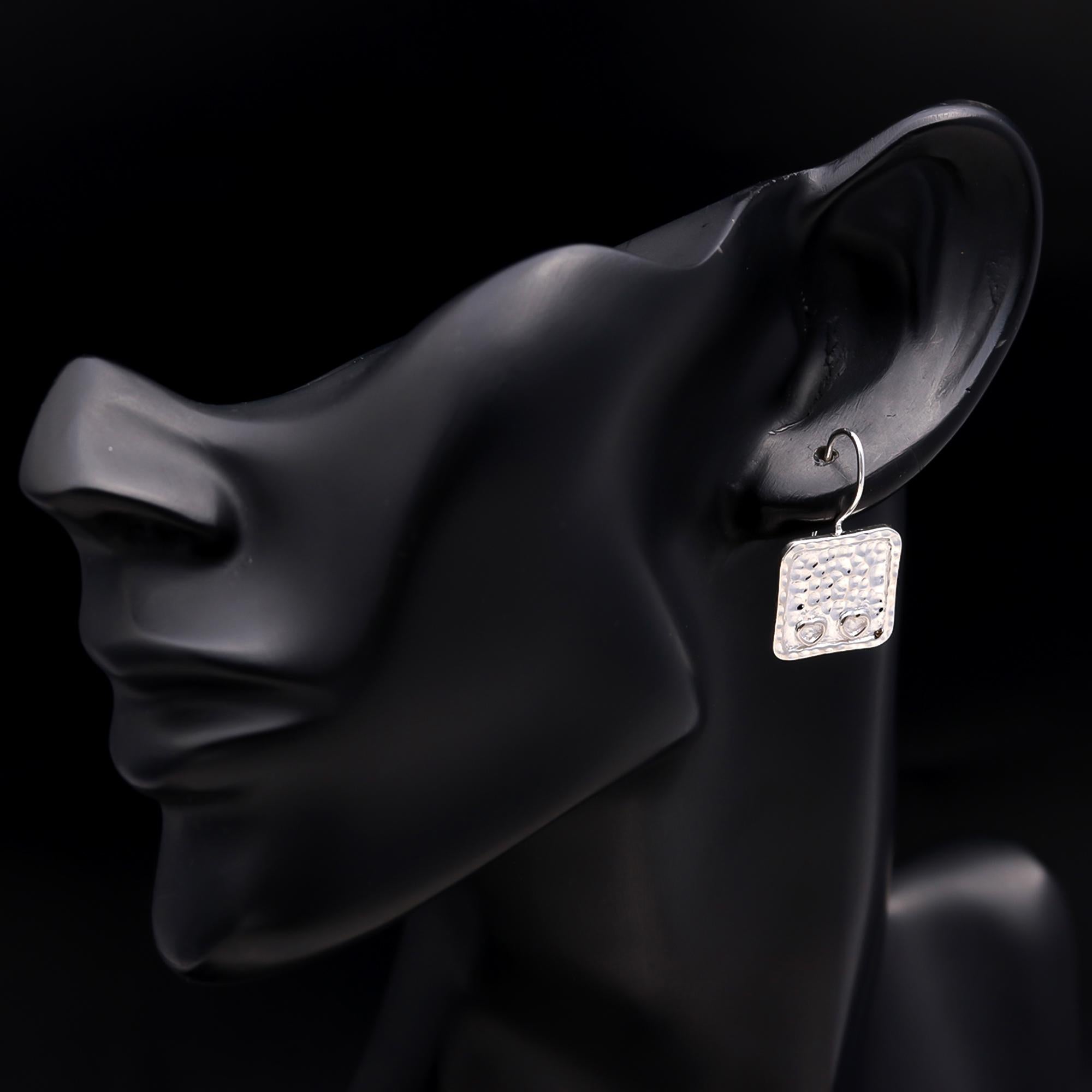 925 Silver Textured Square Earrings