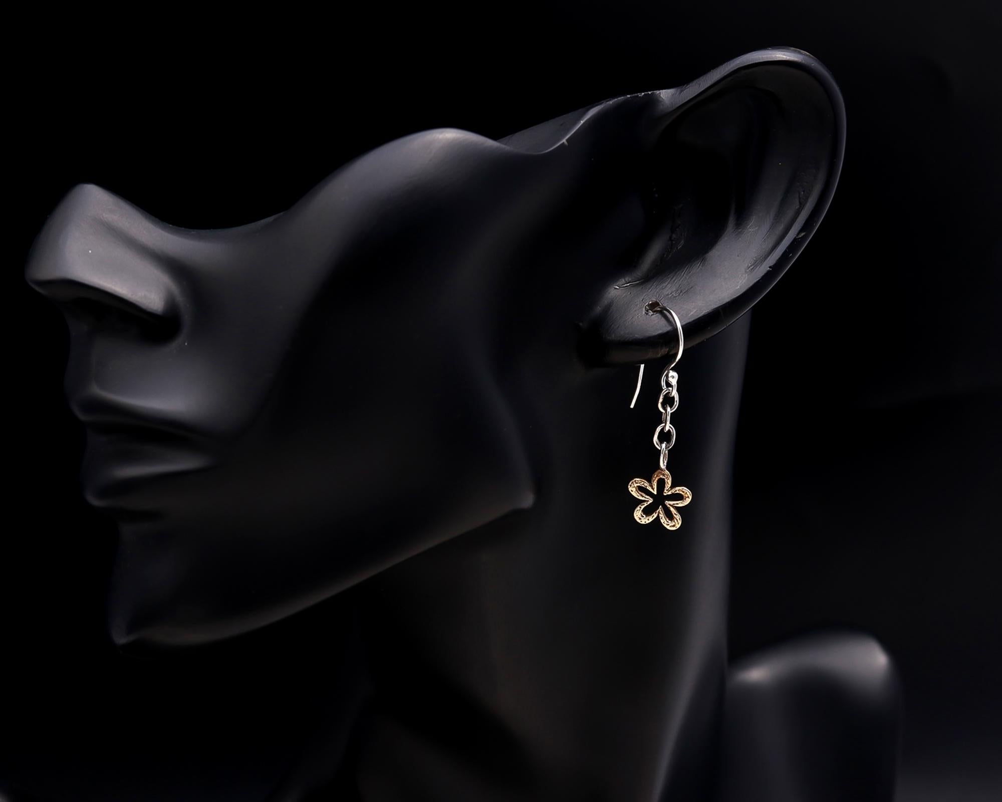 925 Silver Floral Dangling Earrings