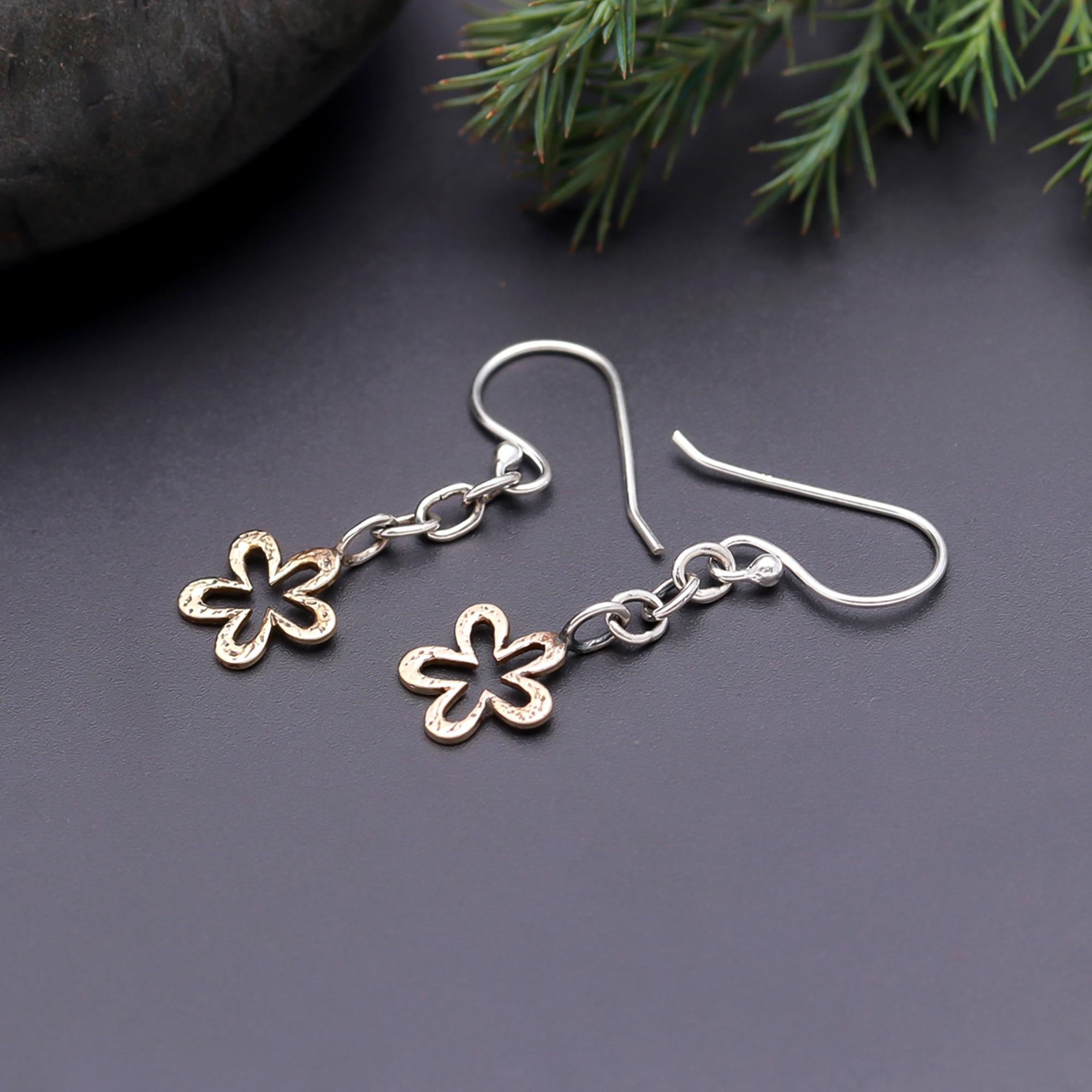 925 Silver Floral Dangling Earrings