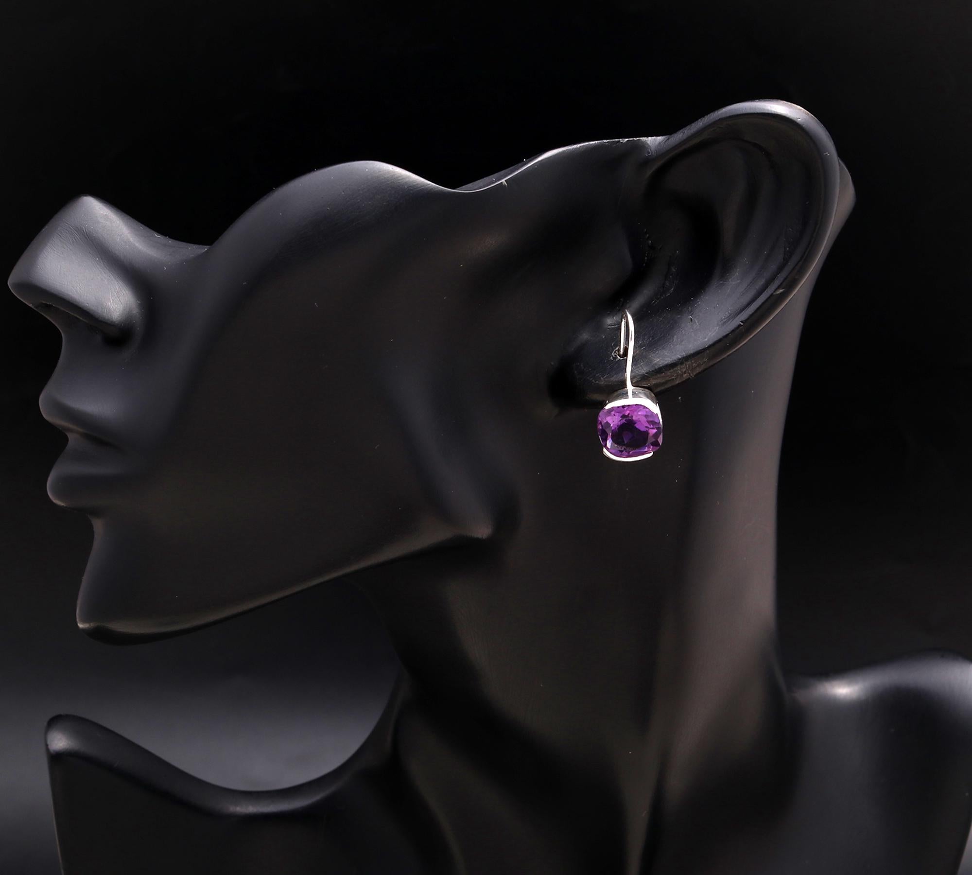925 Silver Amethyst Dangle Earrings