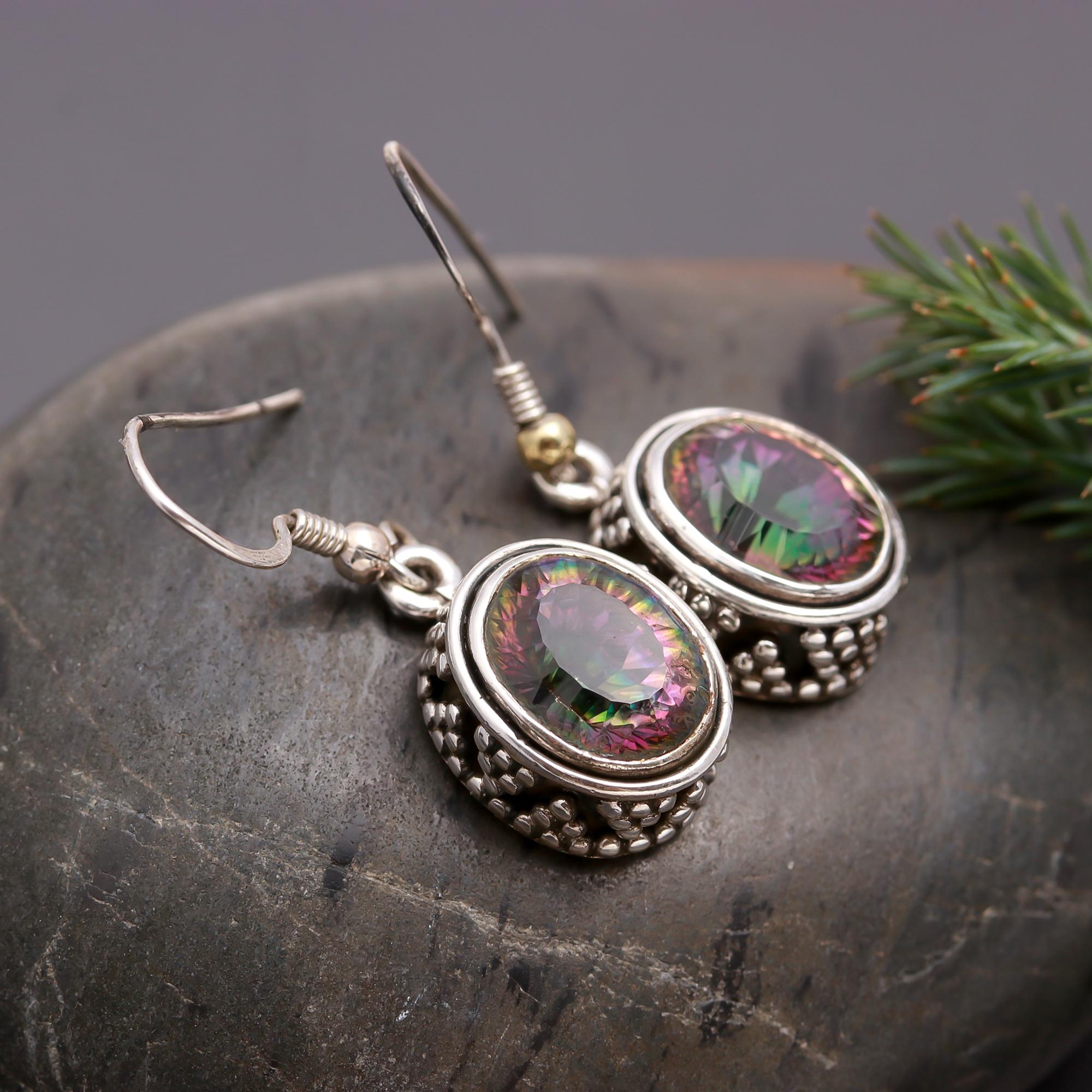 925 Silver Mystic Topaz Dangle Earrings