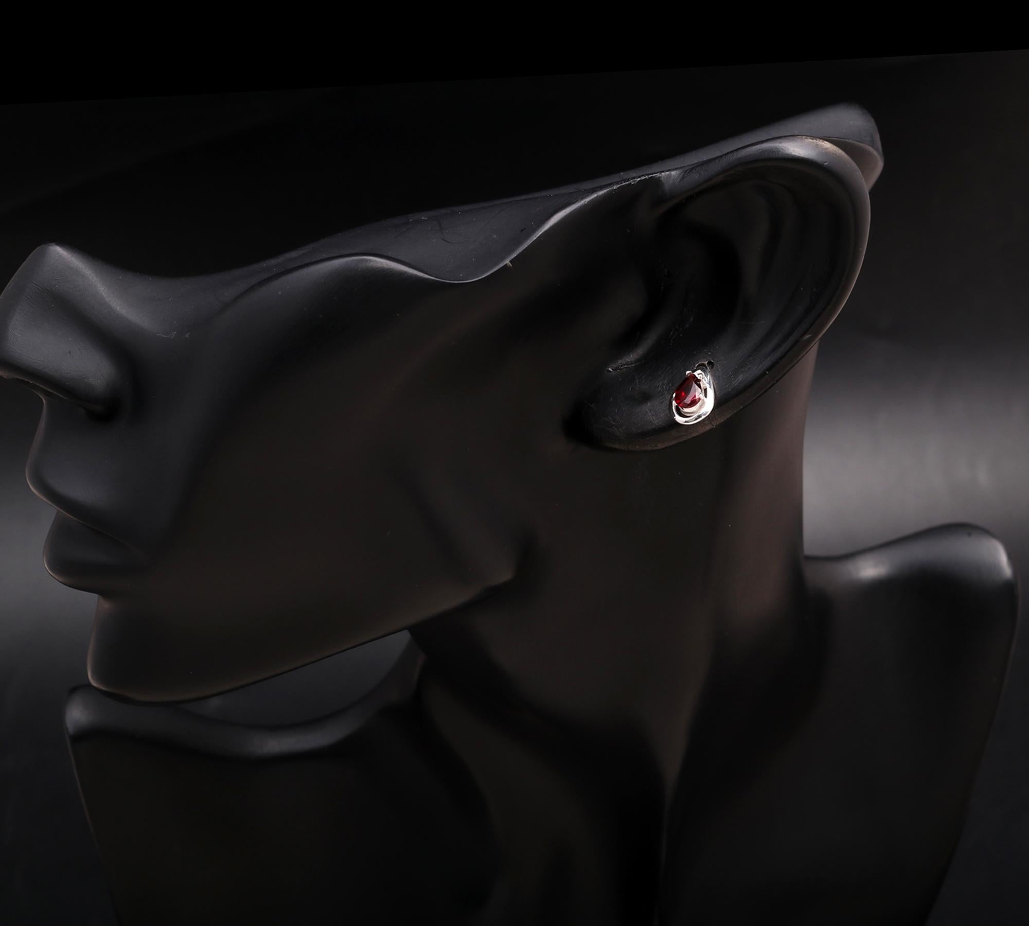 925 Silver Round Garnet Stud Earrings