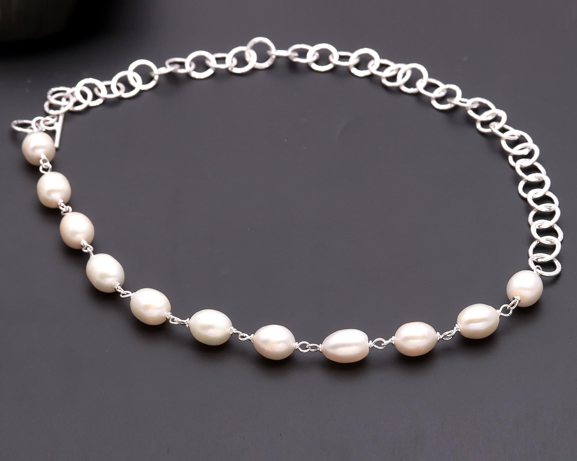 925 Silver Freshwater Pearl Chain Necklace