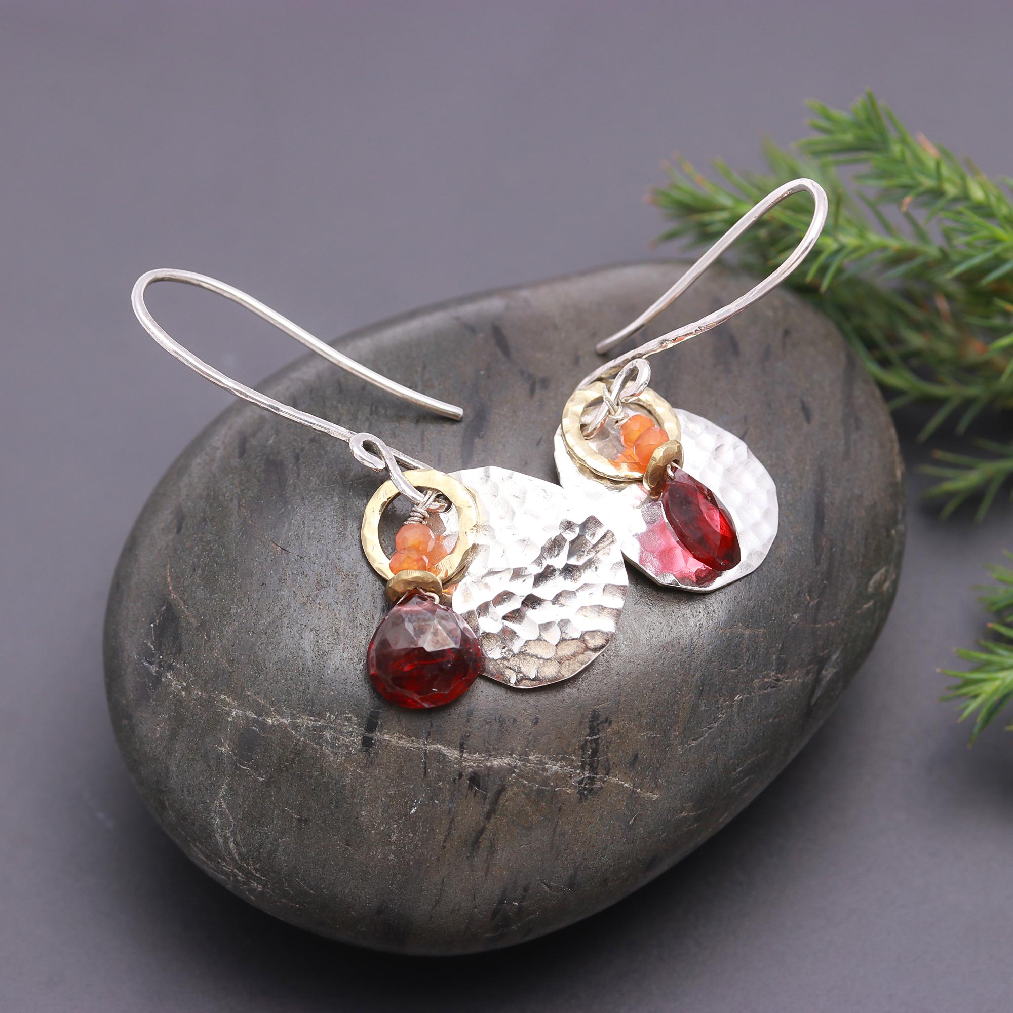 925 Silver Hammered Disc Drops Earrings